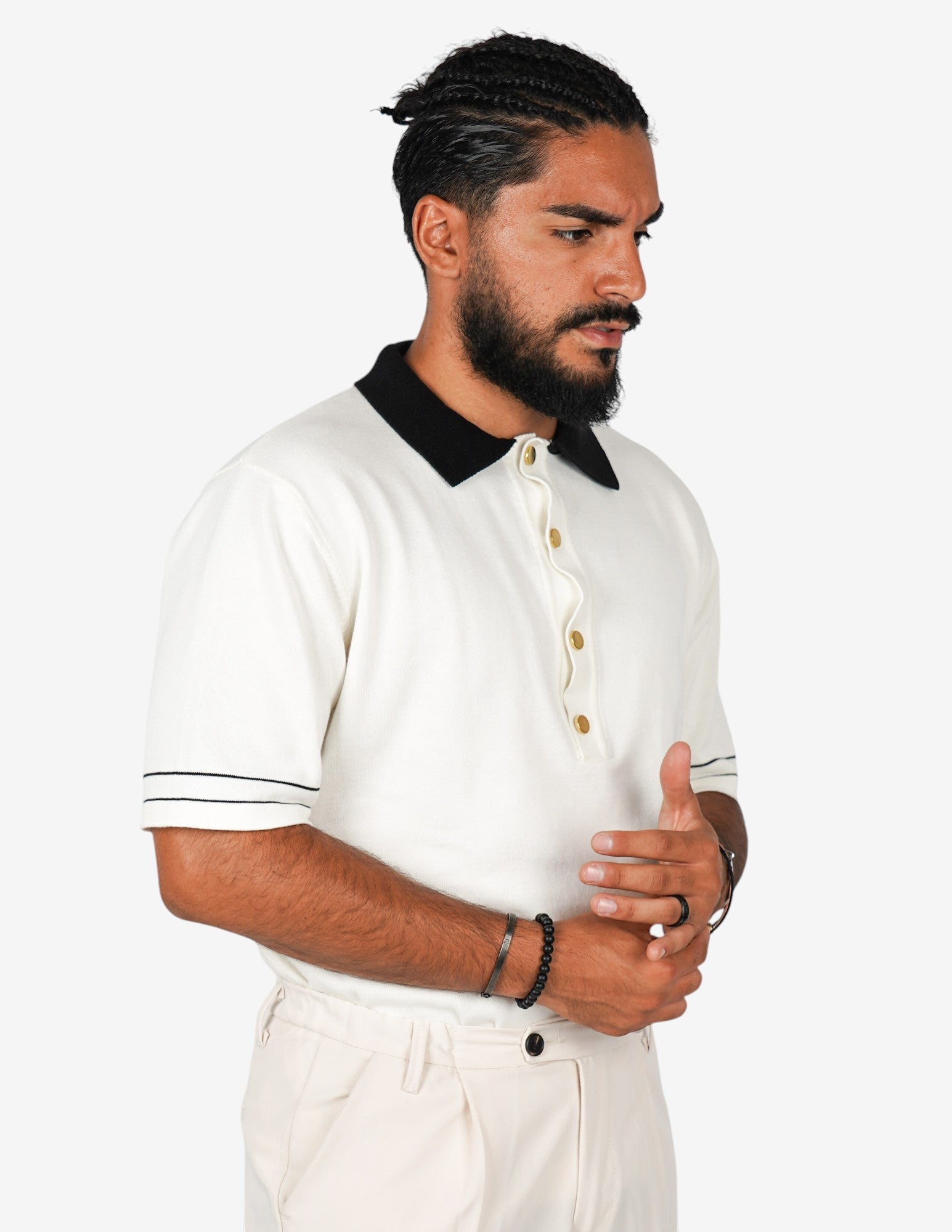 Polo strutturata con collo a contrasto