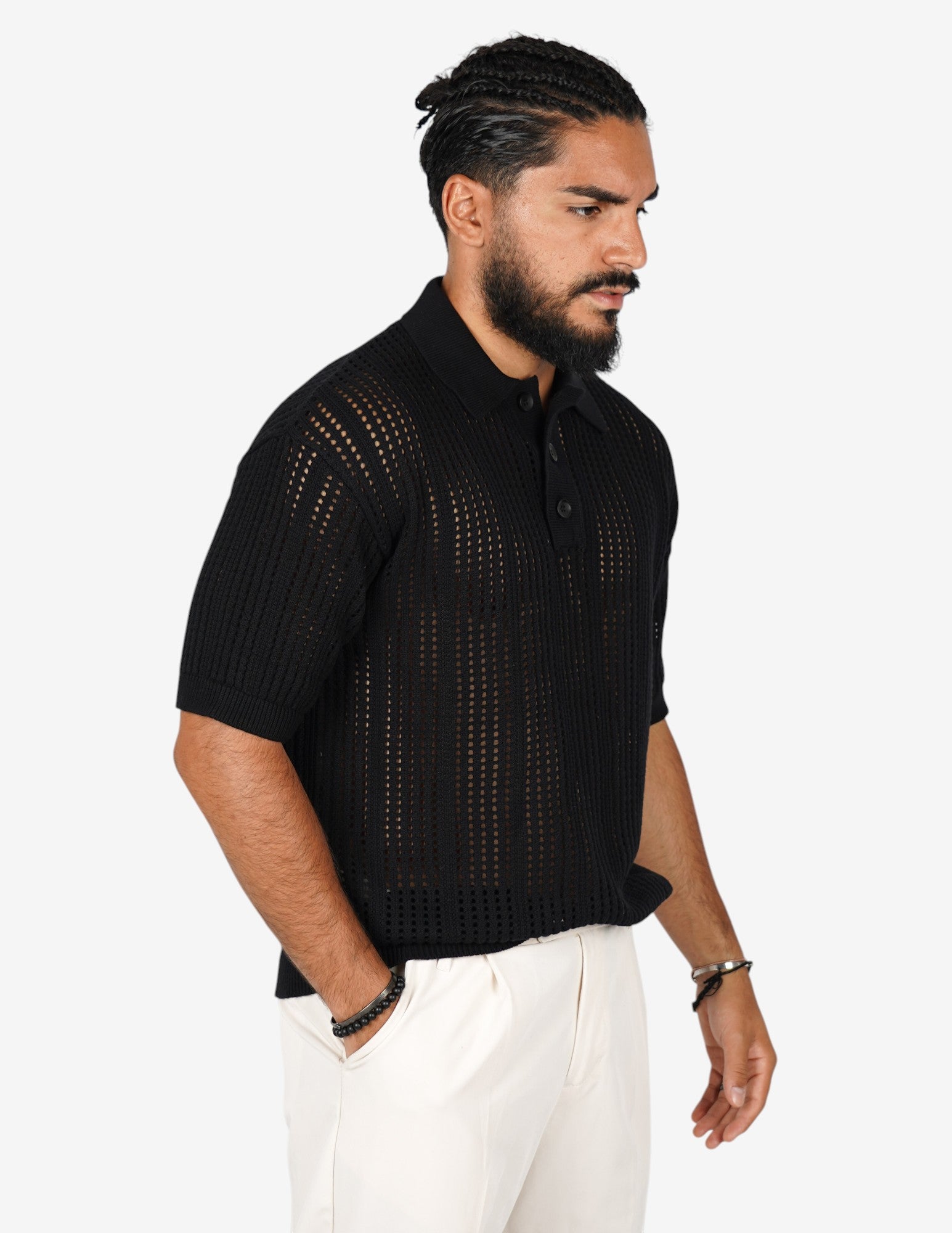polo in maglia crochet