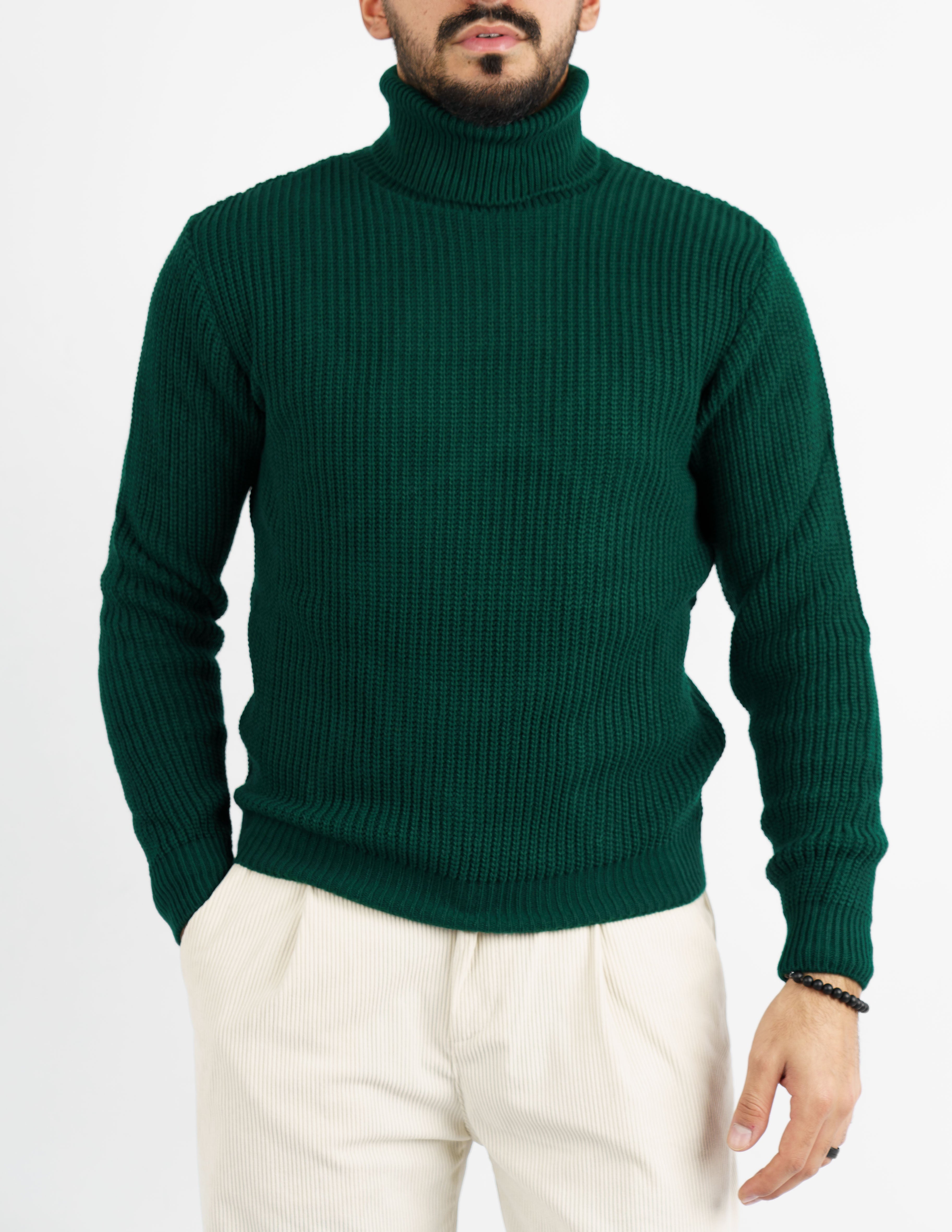 maglione dolcevita in misto lana pesante