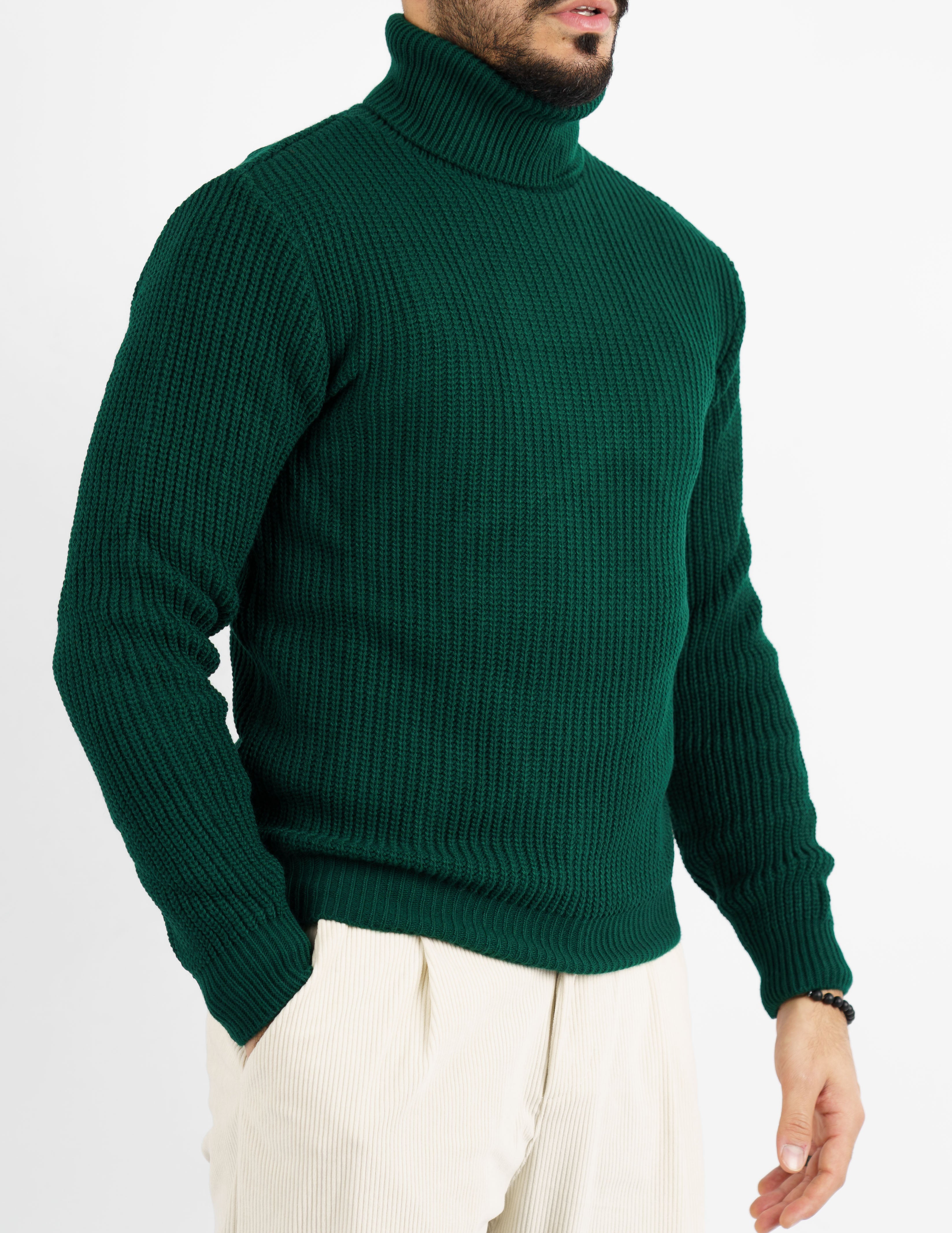 maglione dolcevita in misto lana pesante
