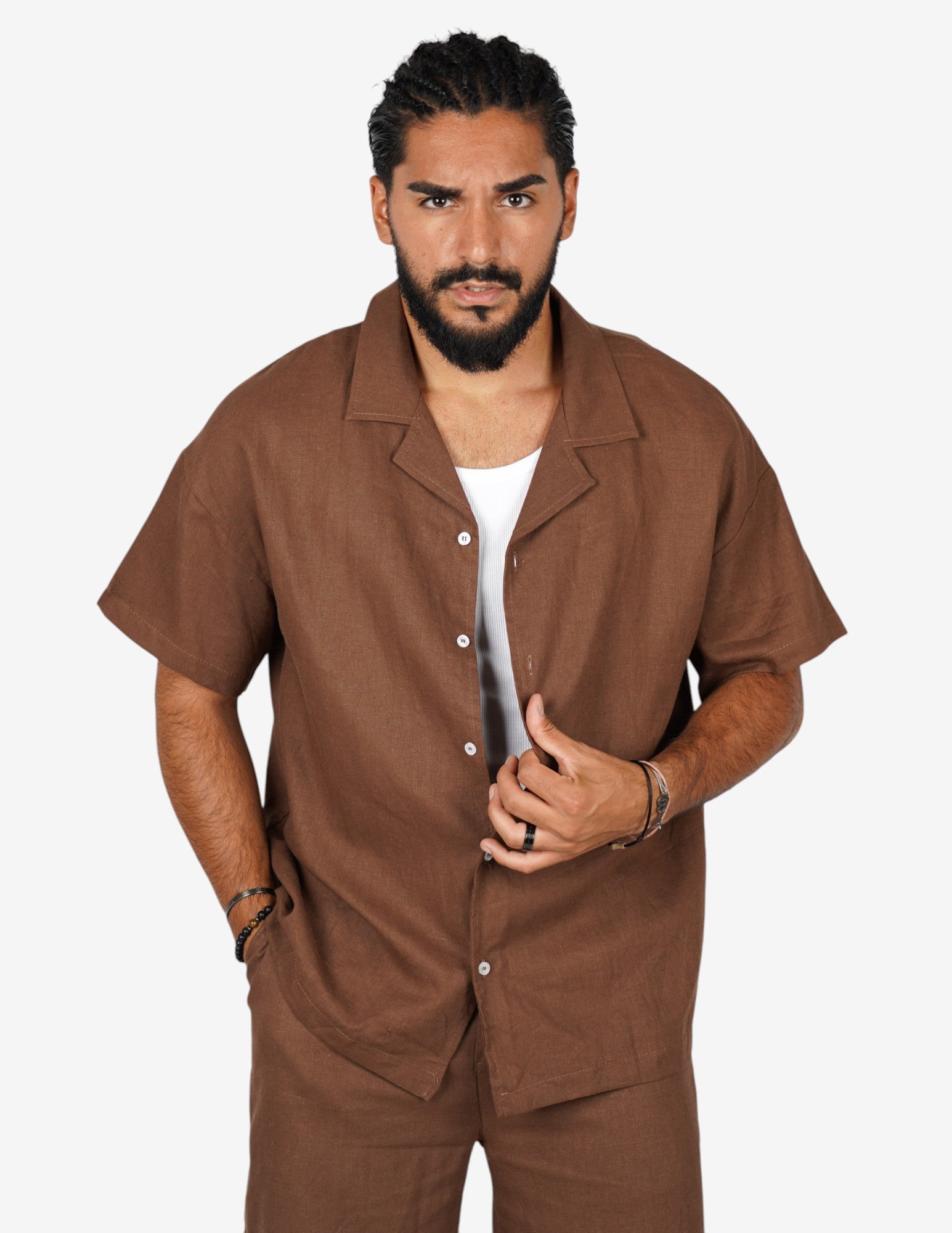 Camicia manica corta in lino