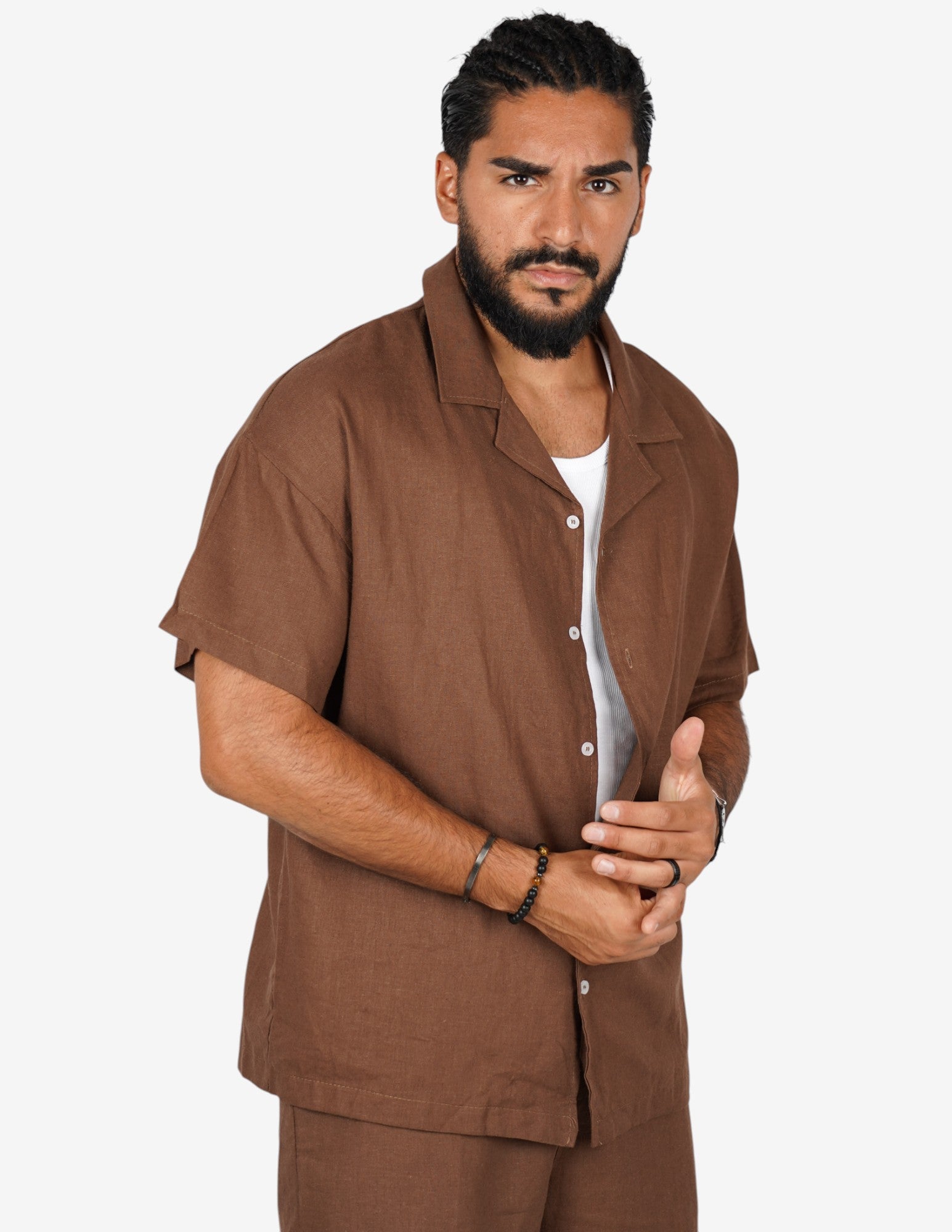 Camicia manica corta in lino