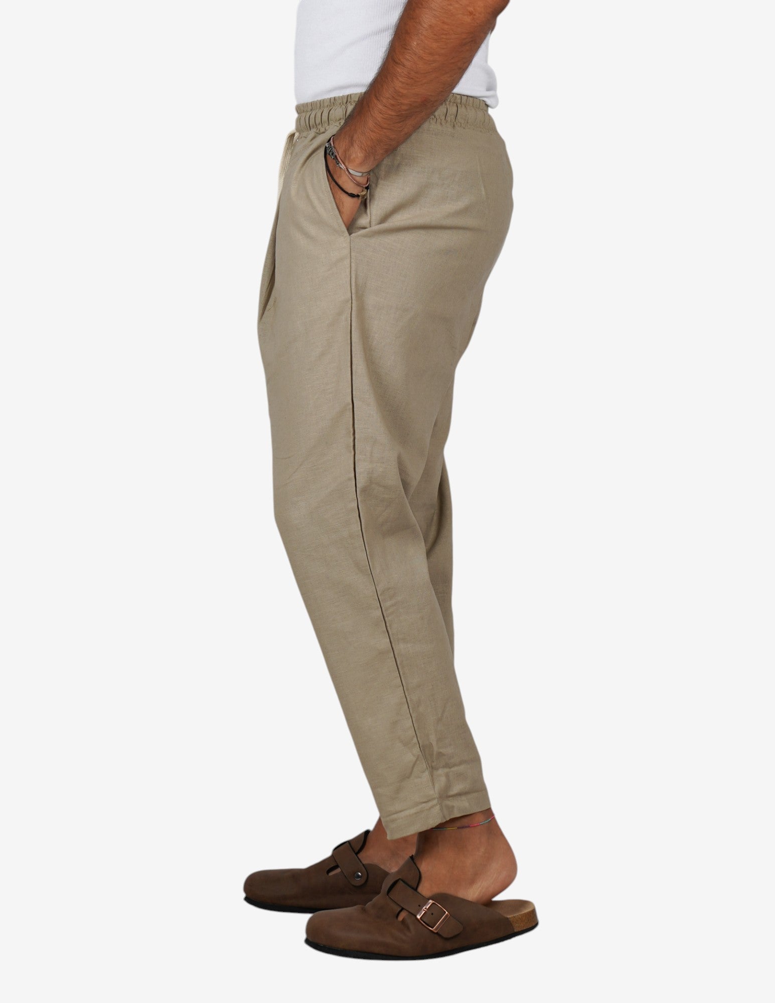 Pantalone jogger in lino