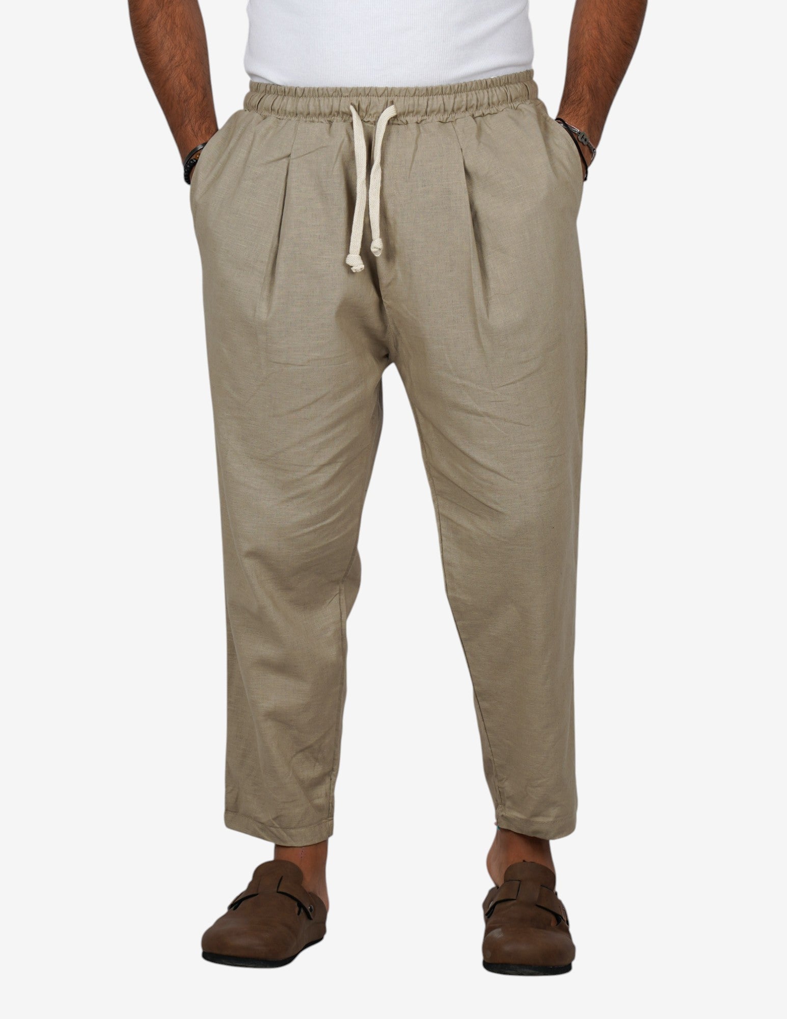 Pantalone jogger in lino