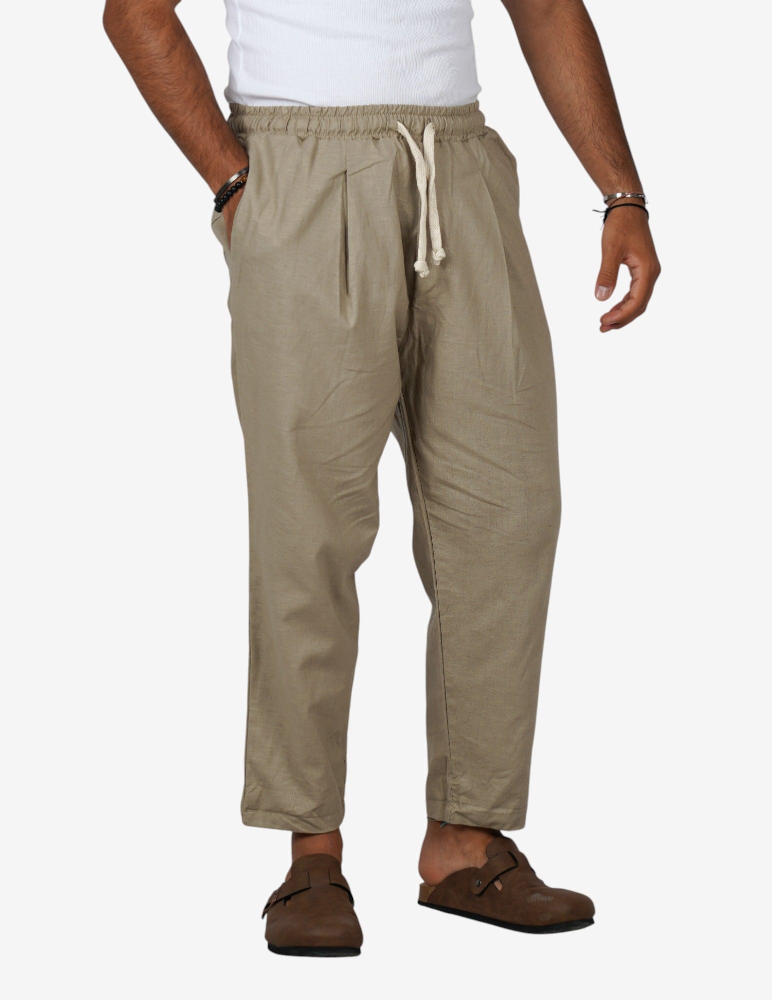 Pantalone jogger in lino