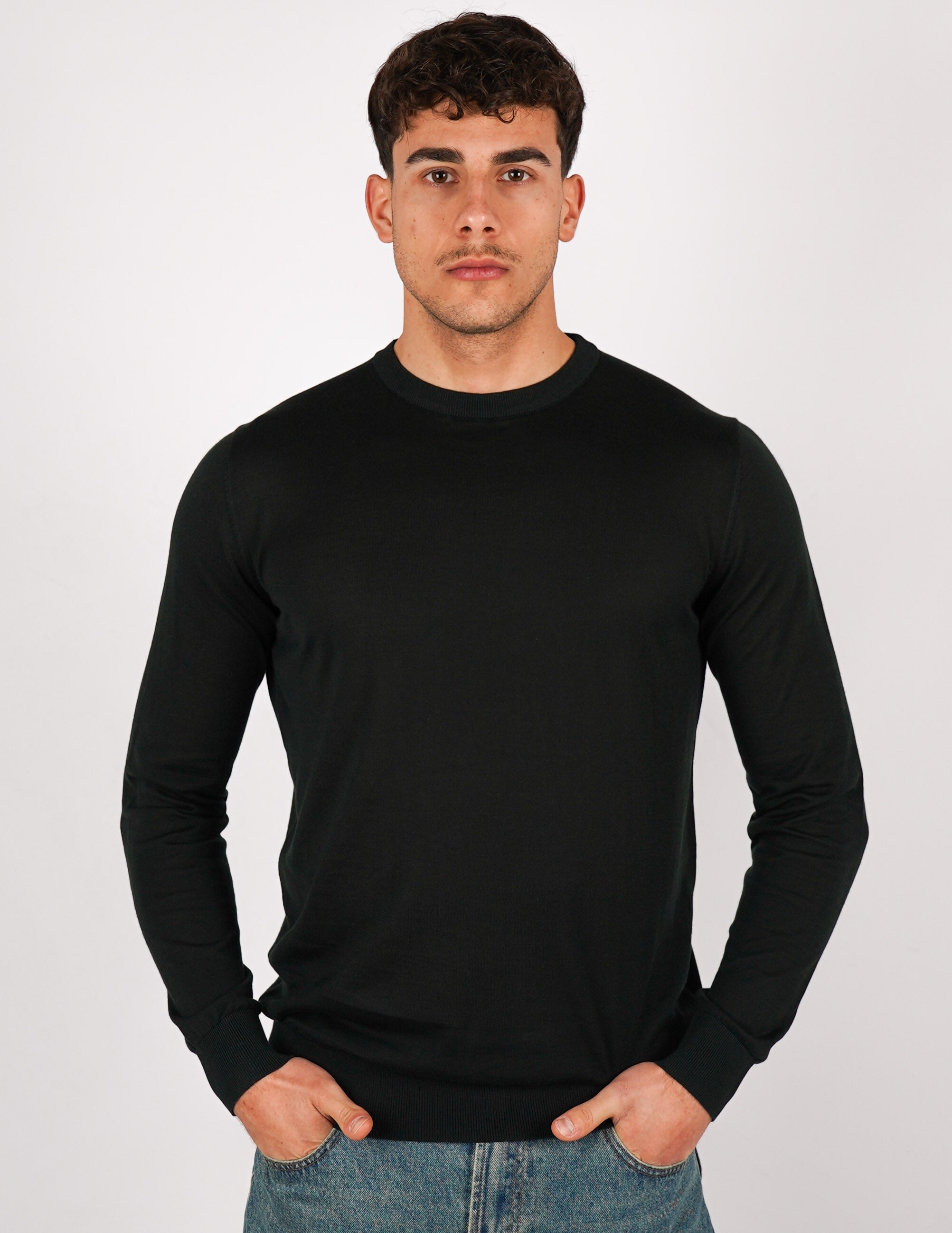 MAGLIA GIROCOLLO IN COTONE E SETA