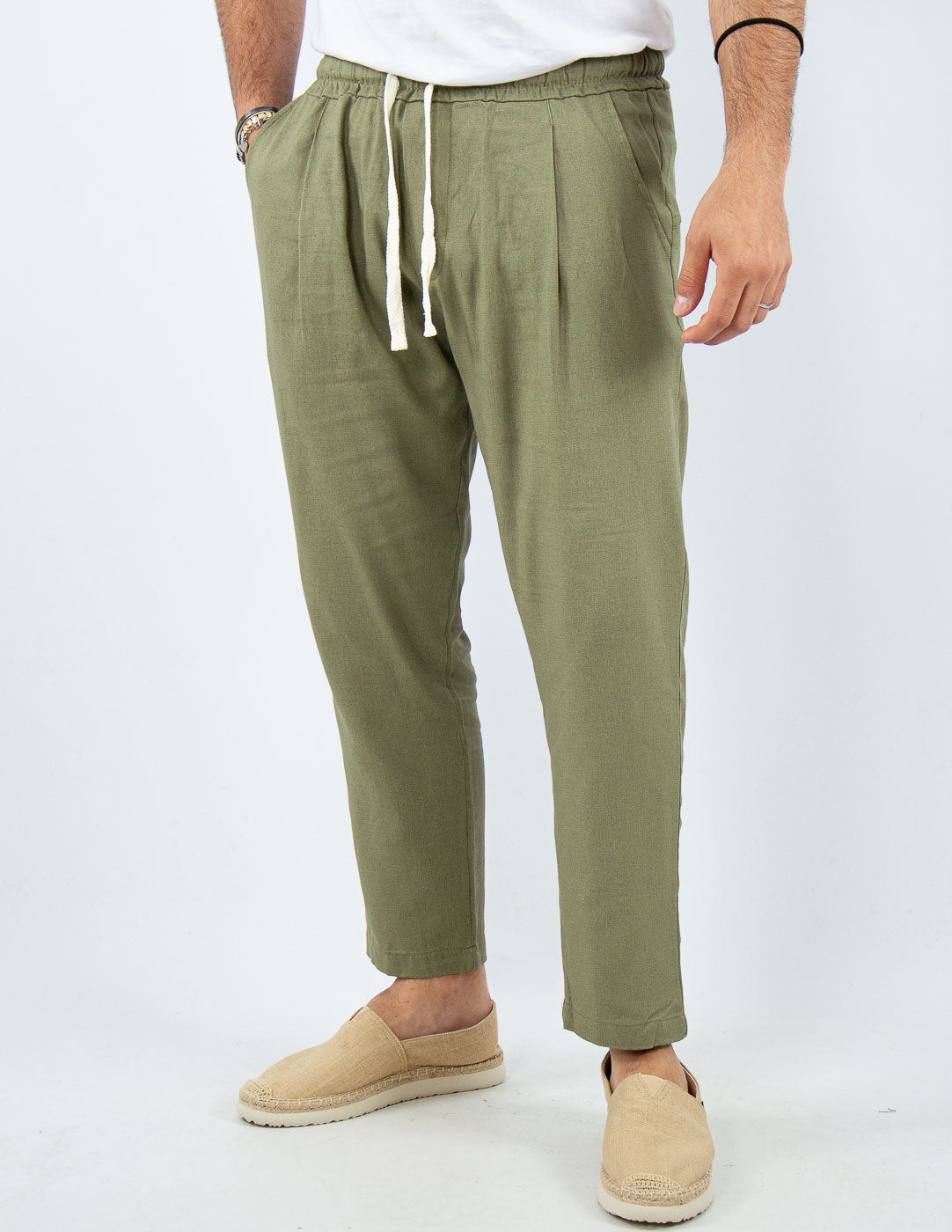 PANTALONE UOMO JOGGER CAPRI LINO