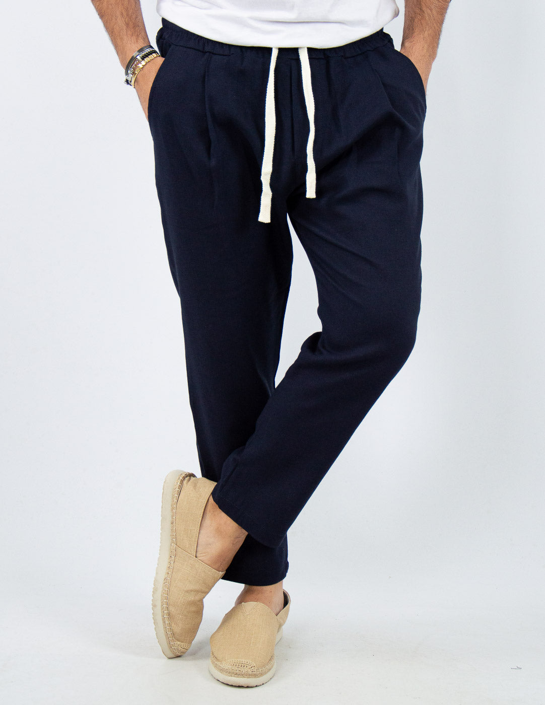 PANTALONE UOMO JOGGER CAPRI LINO