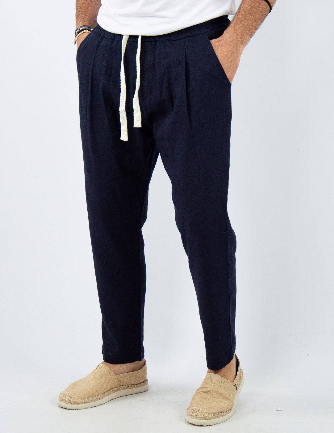 PANTALONE UOMO JOGGER CAPRI LINO