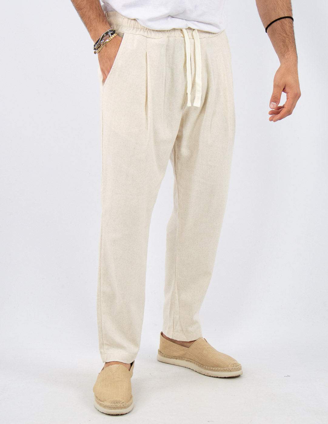PANTALONE UOMO JOGGER CAPRI LINO