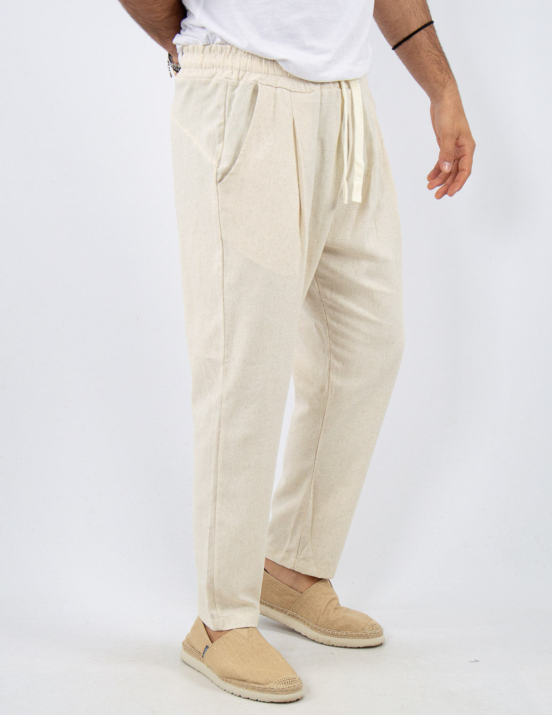 PANTALONE UOMO JOGGER CAPRI LINO