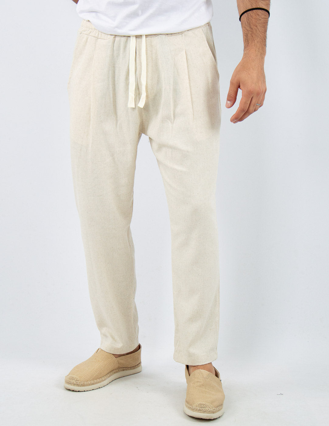 PANTALONE UOMO JOGGER CAPRI LINO