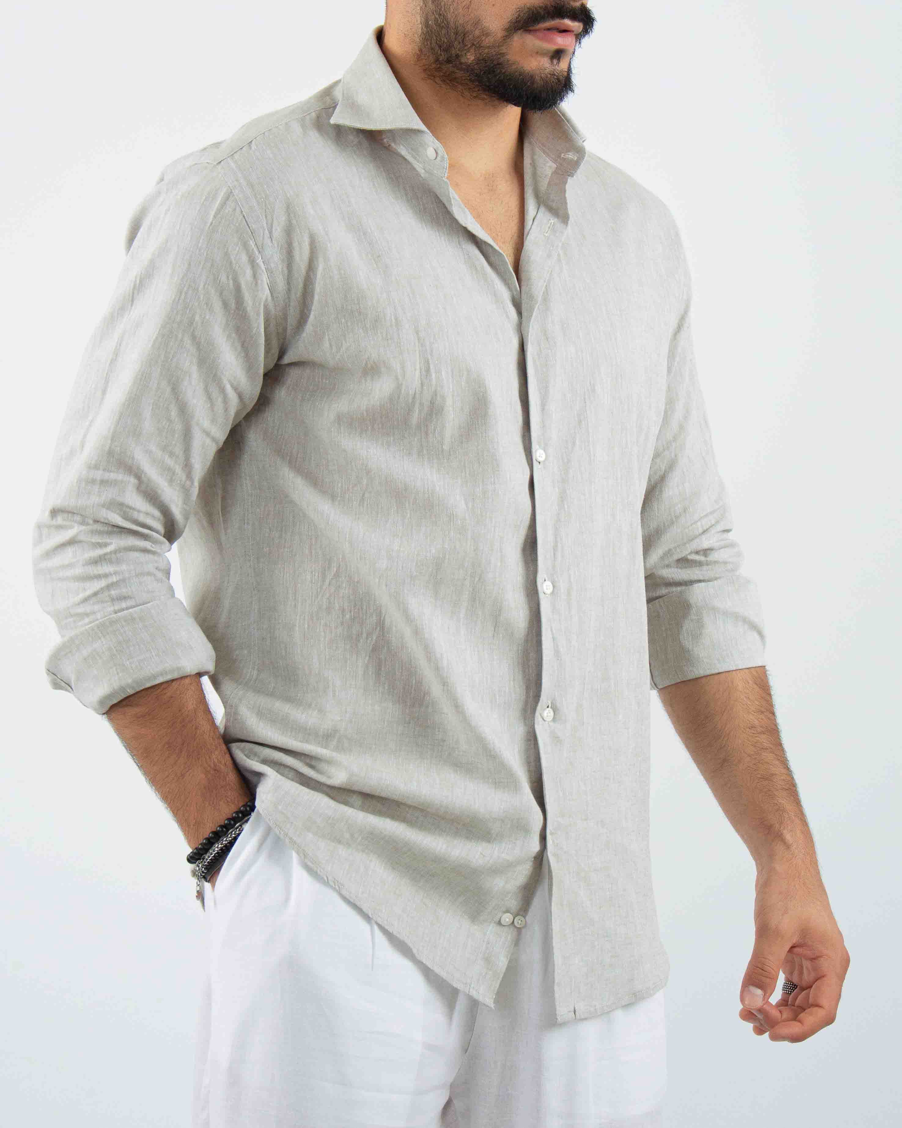 camicia uomo profumata in lino collo classico