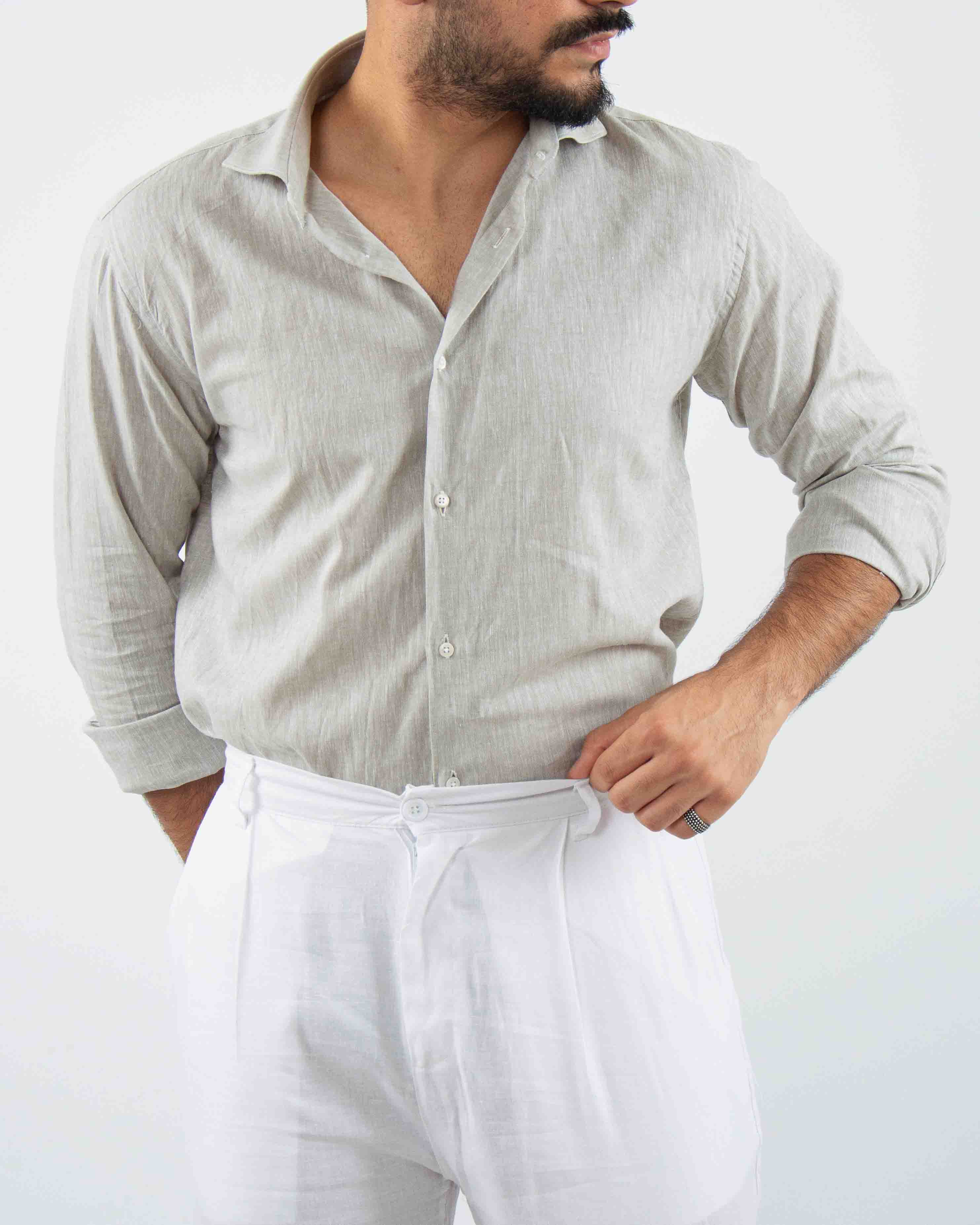 camicia uomo profumata in lino collo classico
