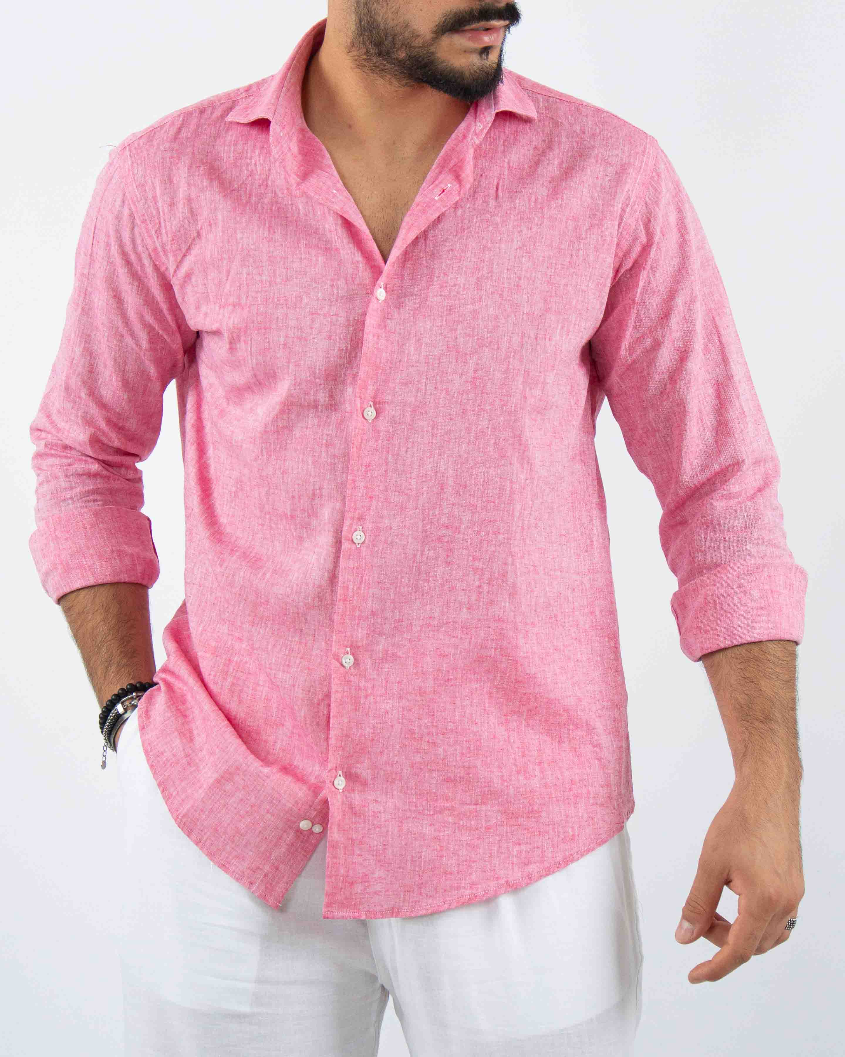 camicia uomo profumata in lino collo classico