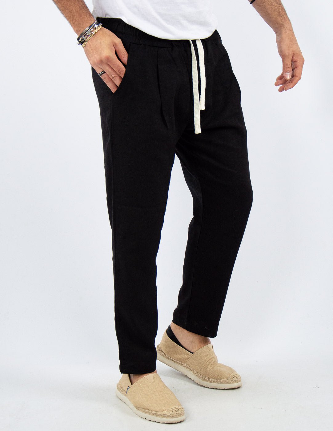PANTALONE UOMO JOGGER CAPRI LINO