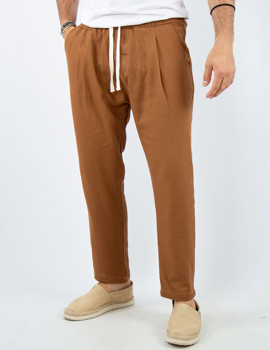 PANTALONE UOMO JOGGER CAPRI LINO