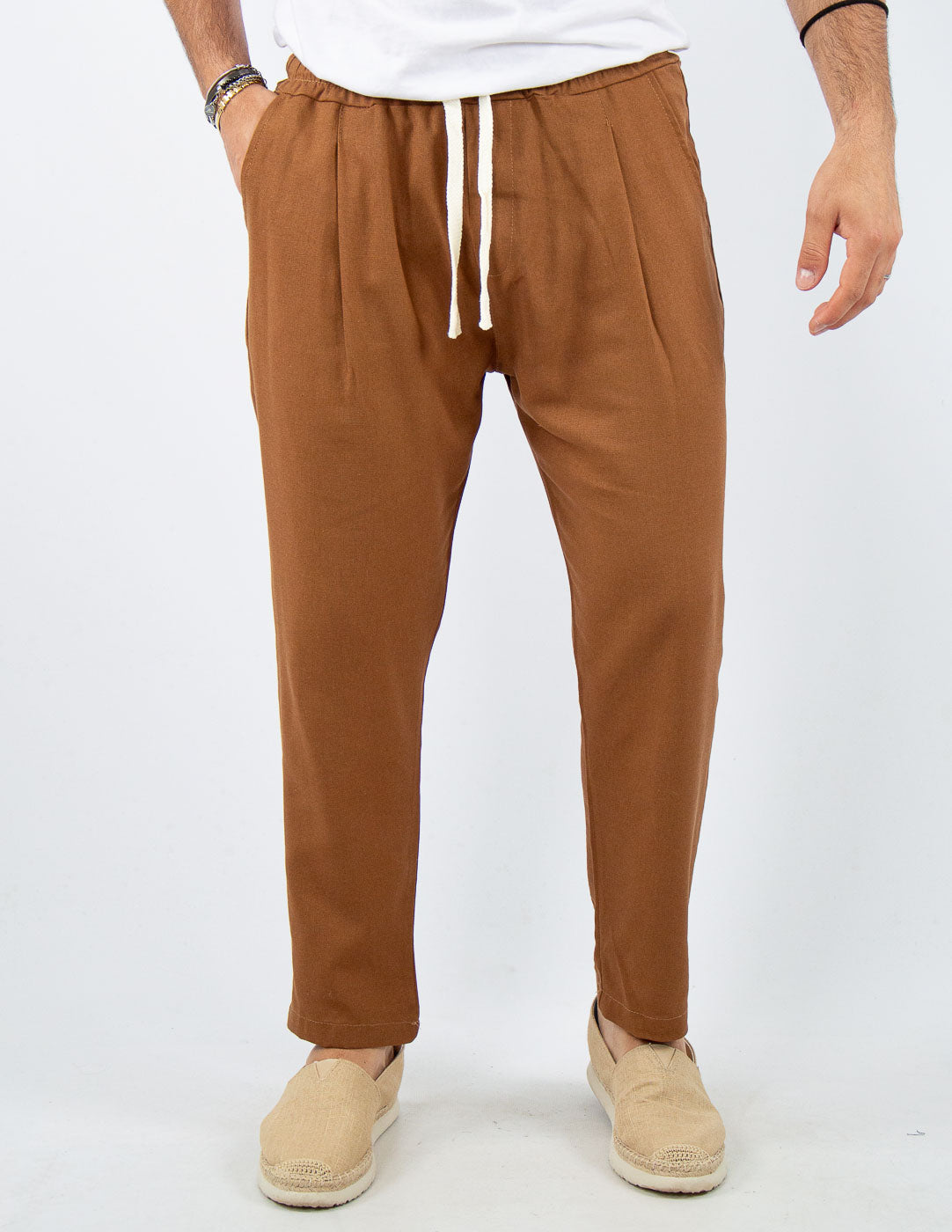 PANTALONE UOMO JOGGER CAPRI LINO