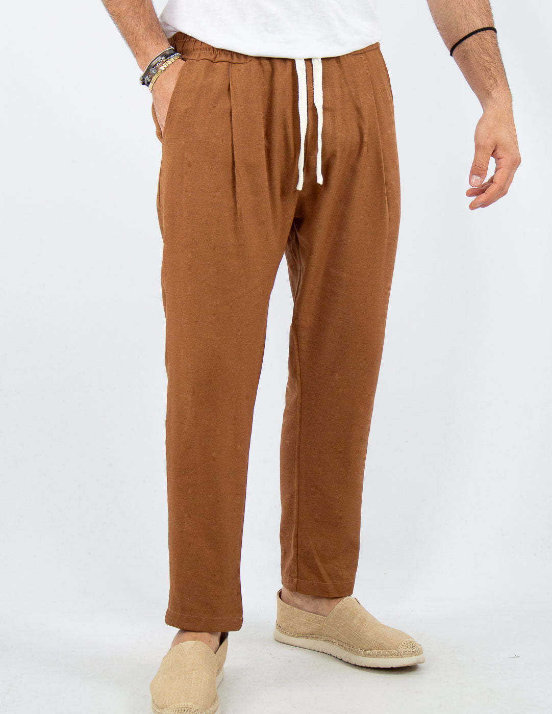 PANTALONE UOMO JOGGER CAPRI LINO