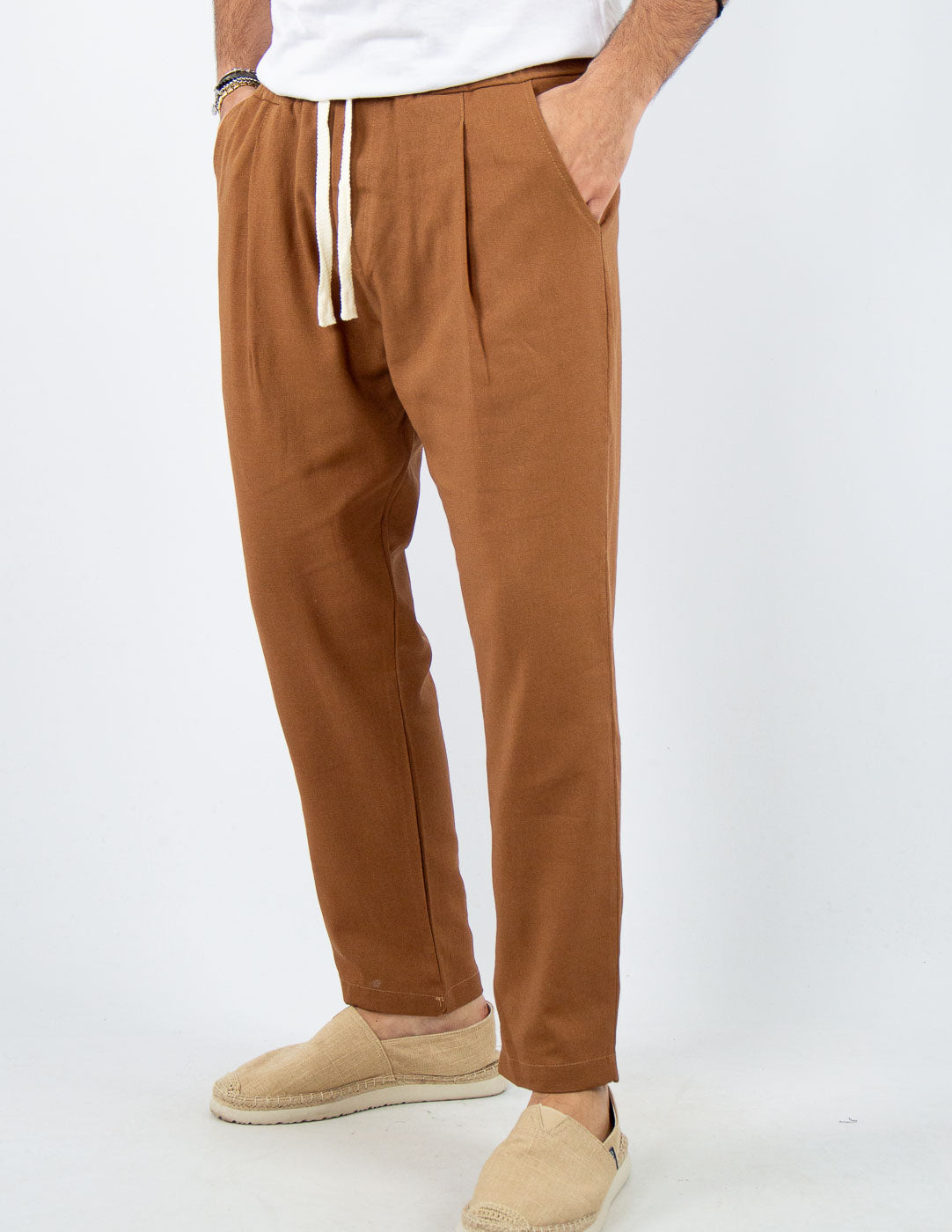 PANTALONE UOMO JOGGER CAPRI LINO