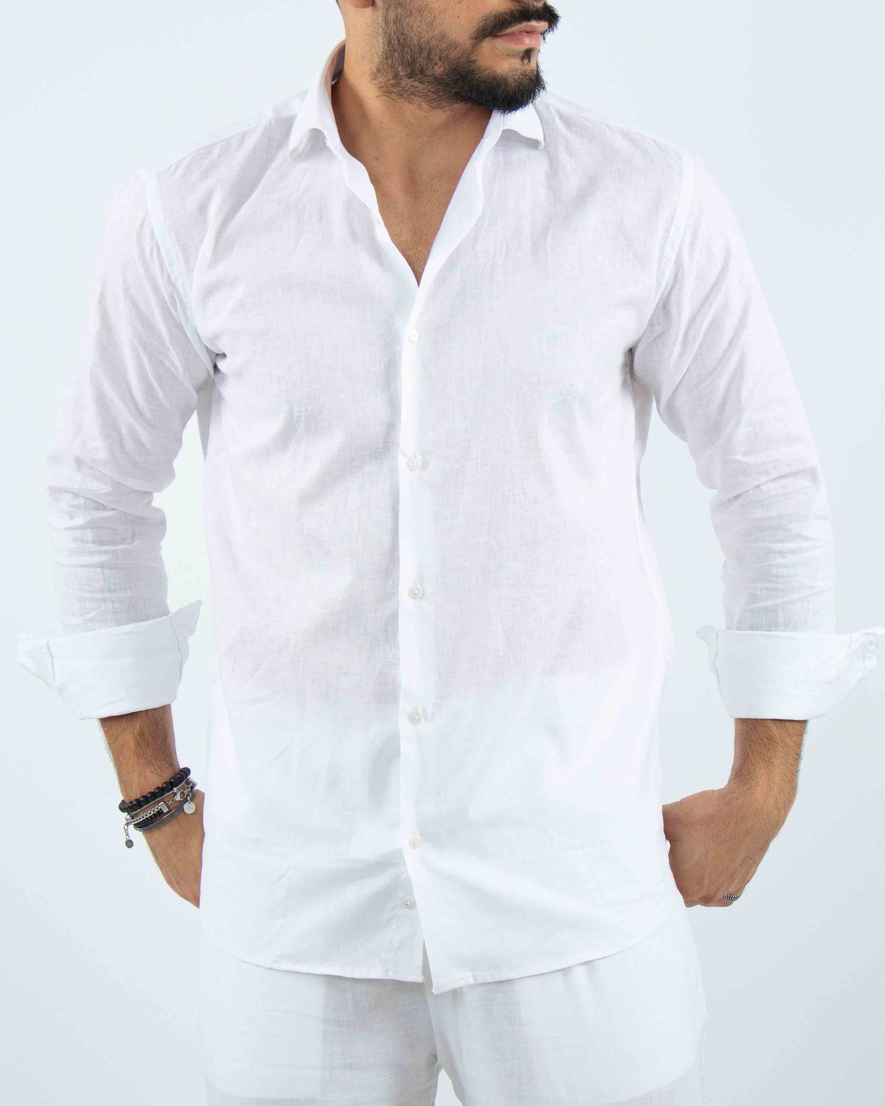 camicia uomo profumata in lino collo classico