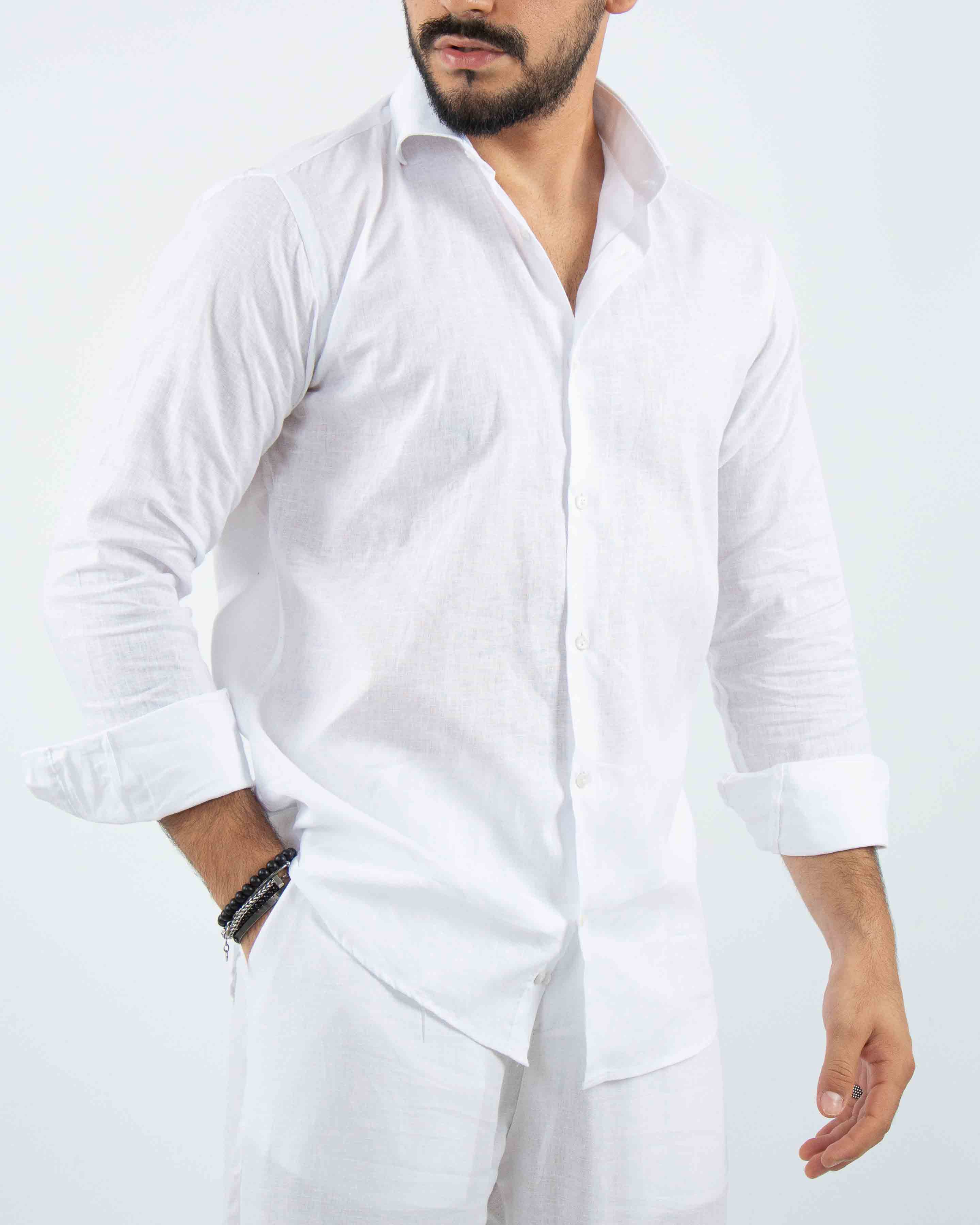 camicia uomo profumata in lino collo classico