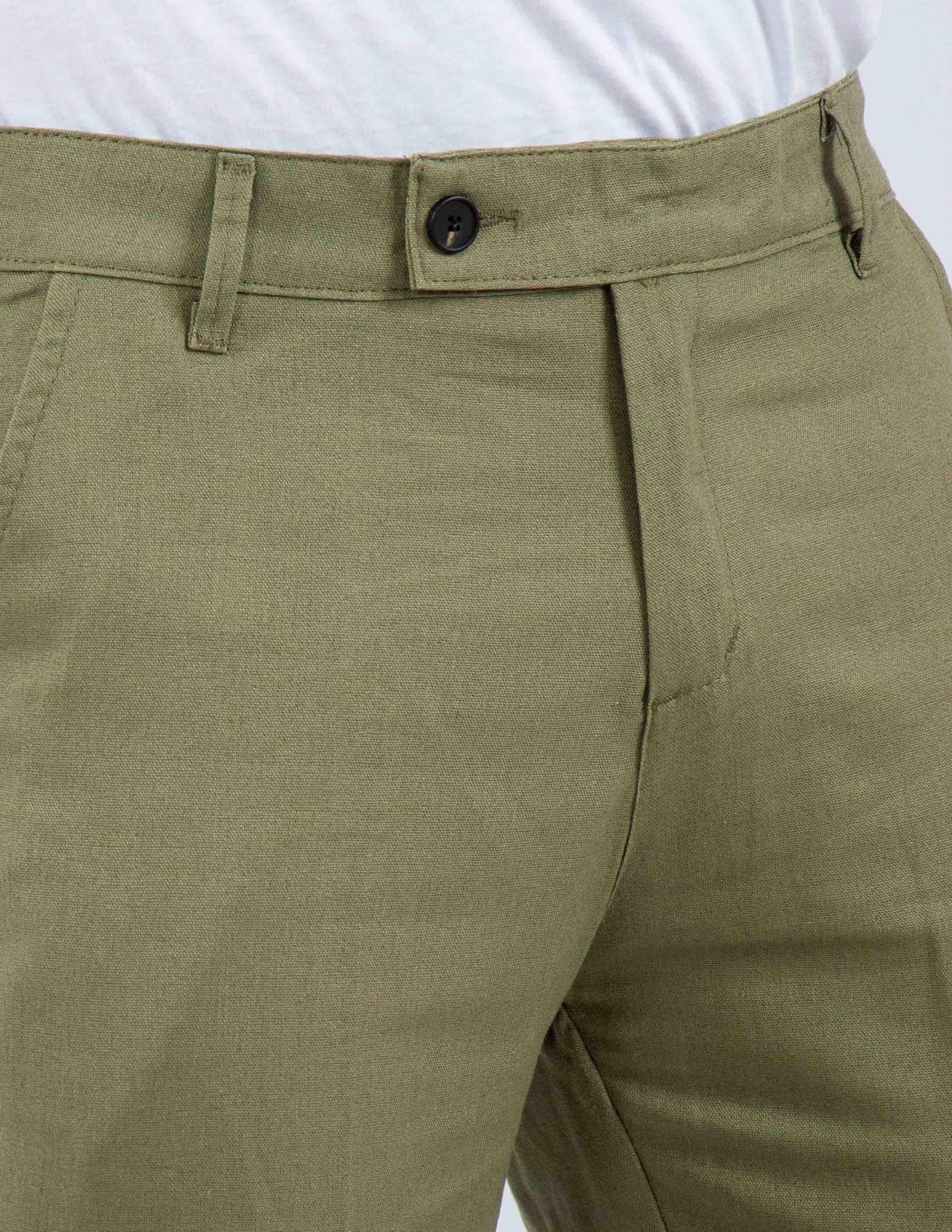 pantalone con abbottonatura allungata misto lino