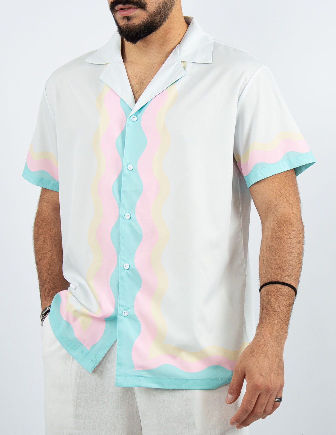 camicia uomo manica corta fantasia astratta