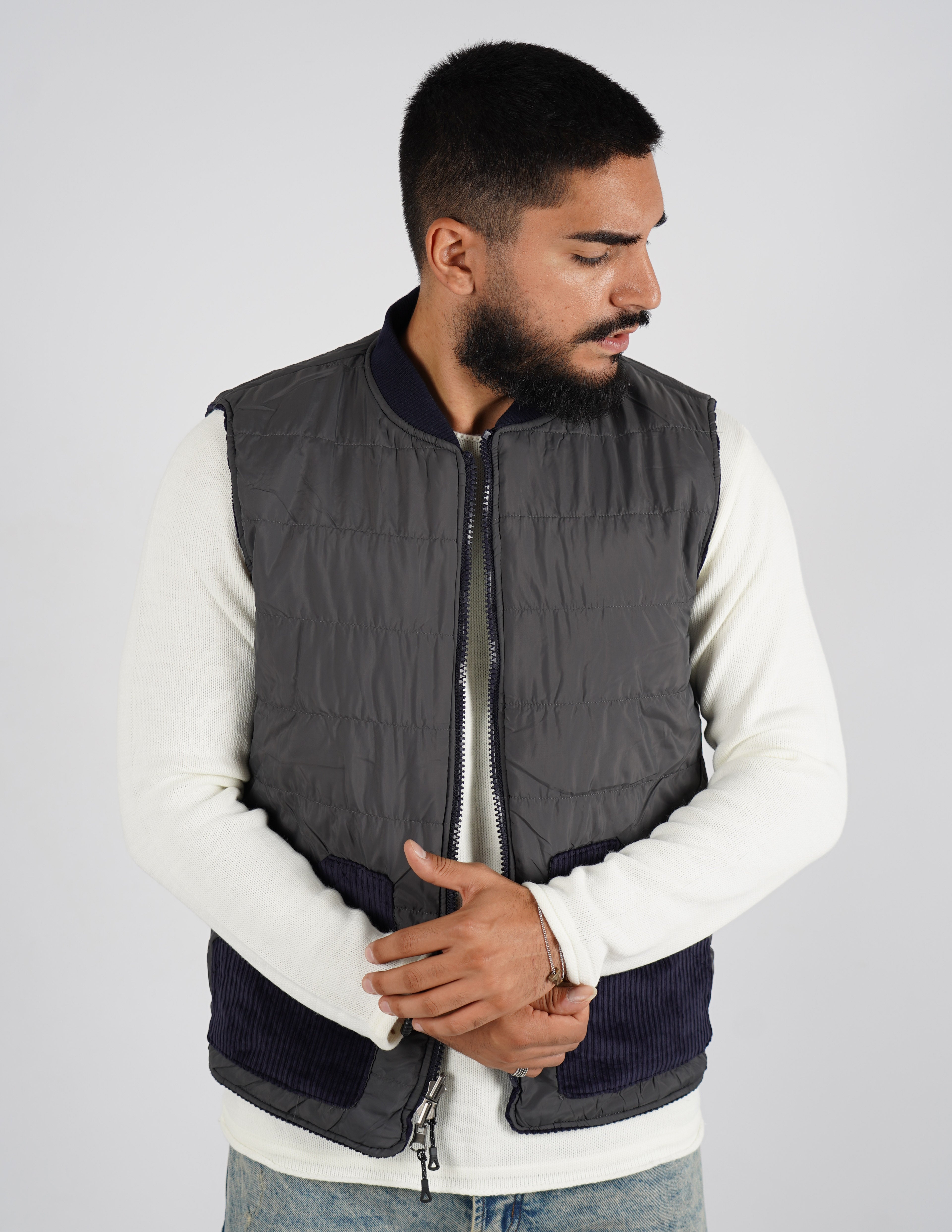 Gilet smanicato reversibile in velluto