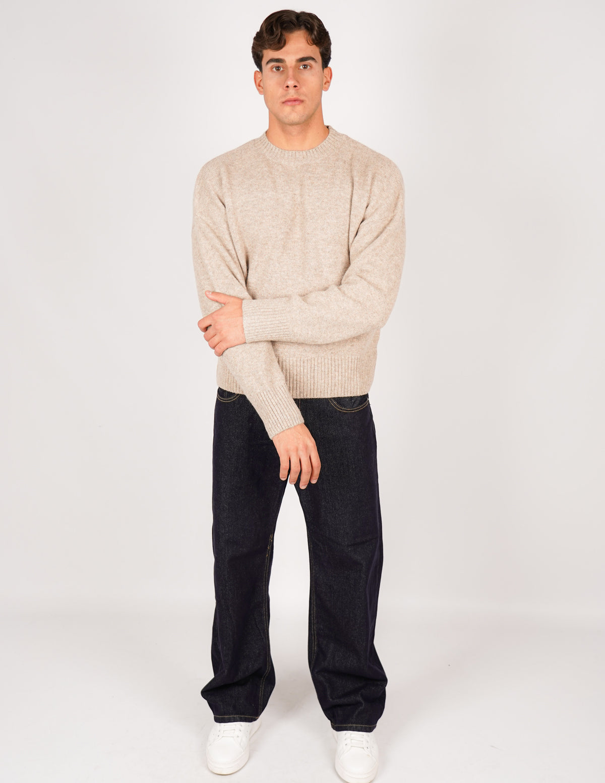 MAGLIONE CROP FIT IN MISTO LANA