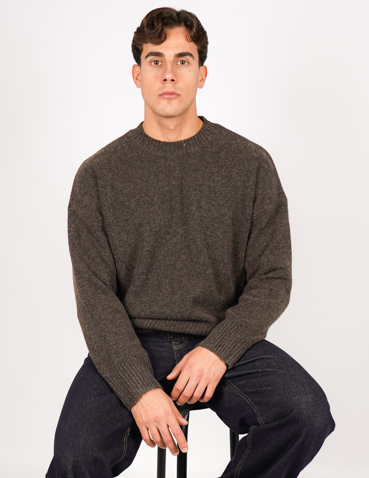 MAGLIONE CROP FIT IN MISTO LANA