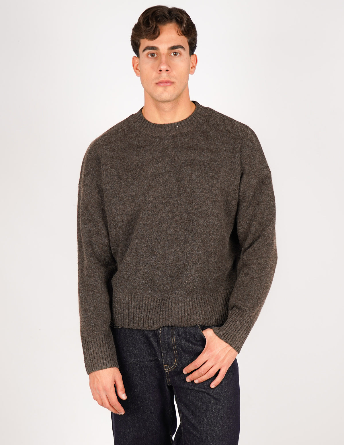 MAGLIONE CROP FIT IN MISTO LANA