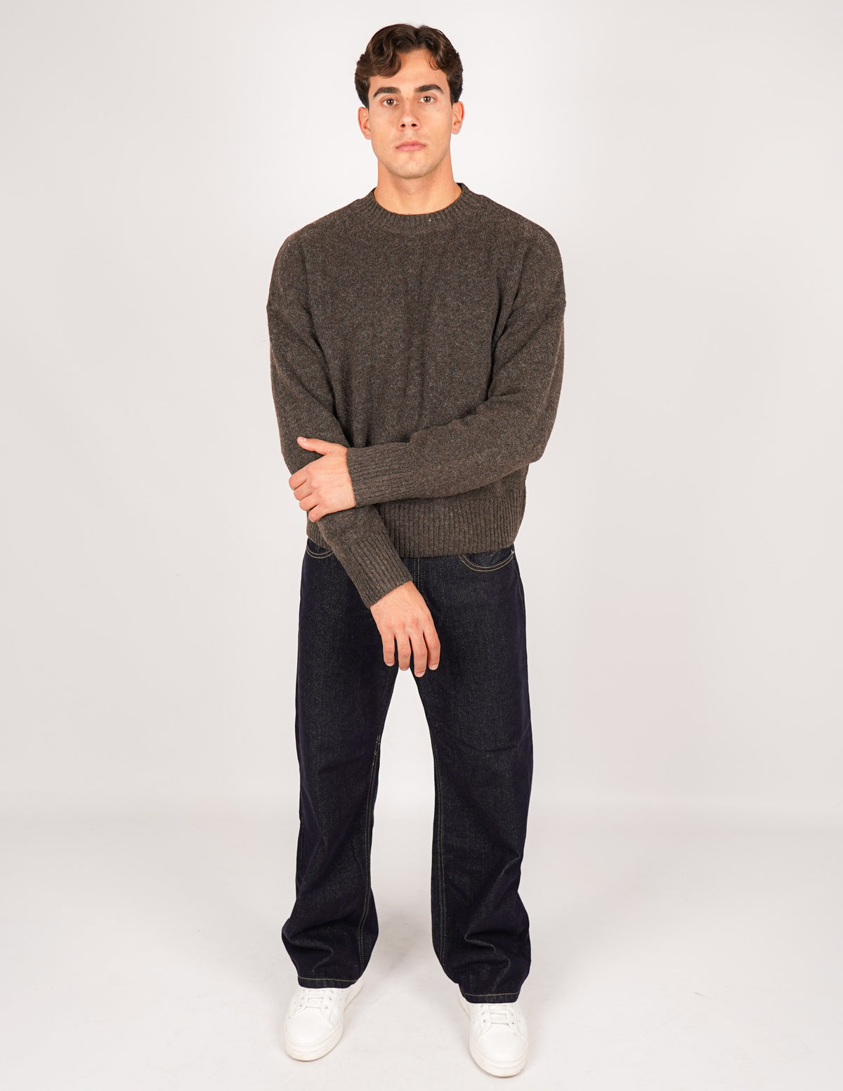 MAGLIONE CROP FIT IN MISTO LANA