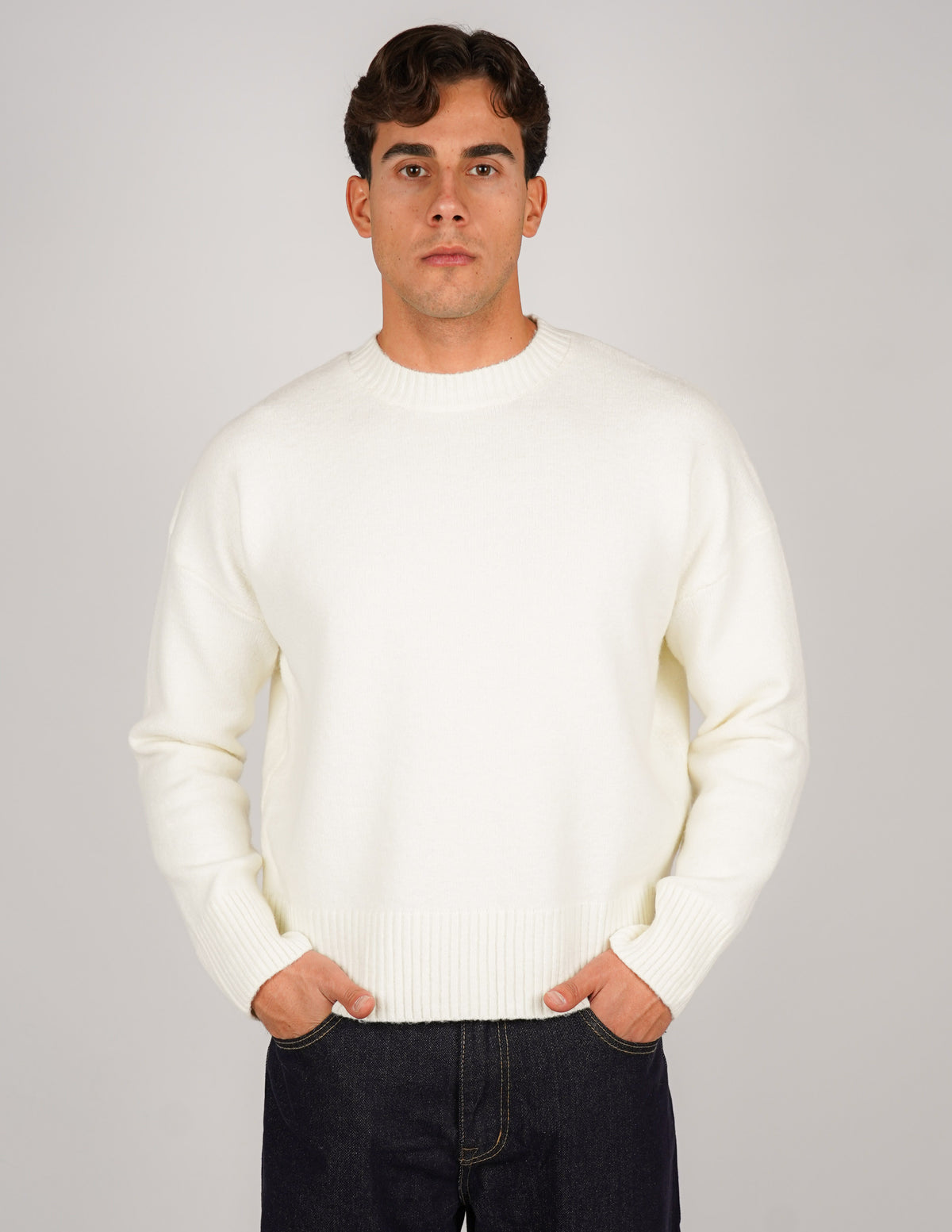 MAGLIONE CROP FIT IN MISTO LANA