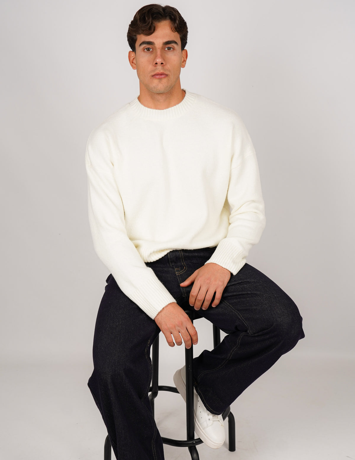 MAGLIONE CROP FIT IN MISTO LANA