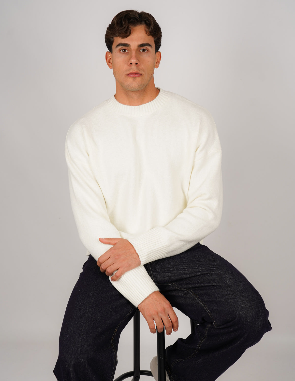 MAGLIONE CROP FIT IN MISTO LANA