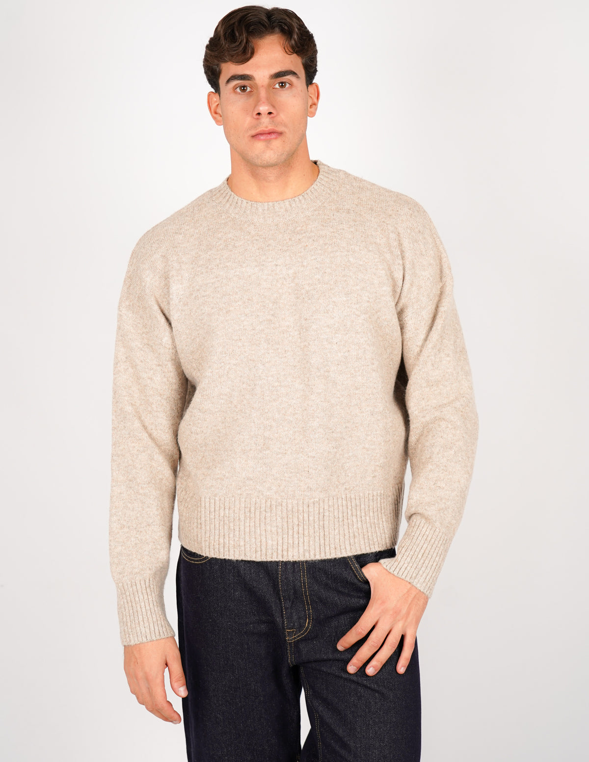 MAGLIONE CROP FIT IN MISTO LANA