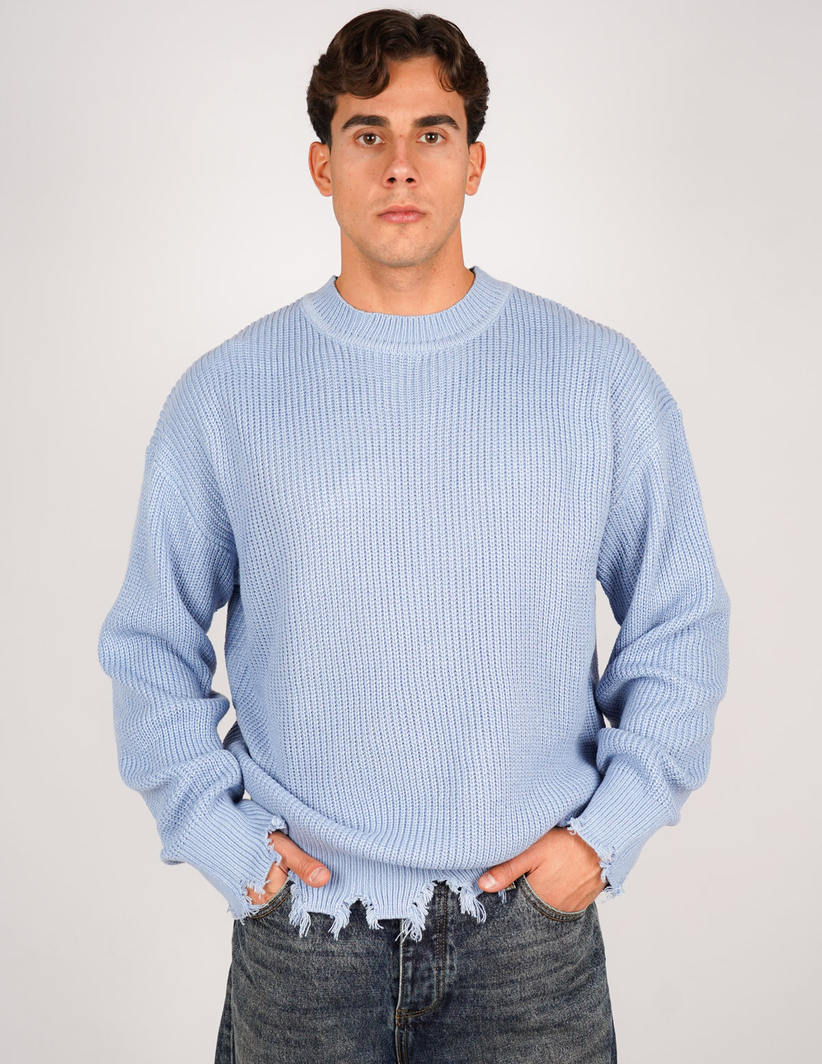 MAGLIONE STRUTTURATO CON ROTTURE OVER