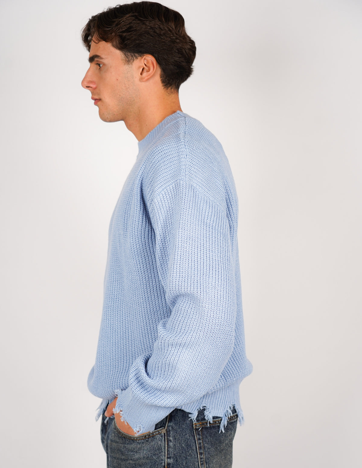 MAGLIONE STRUTTURATO CON ROTTURE OVER