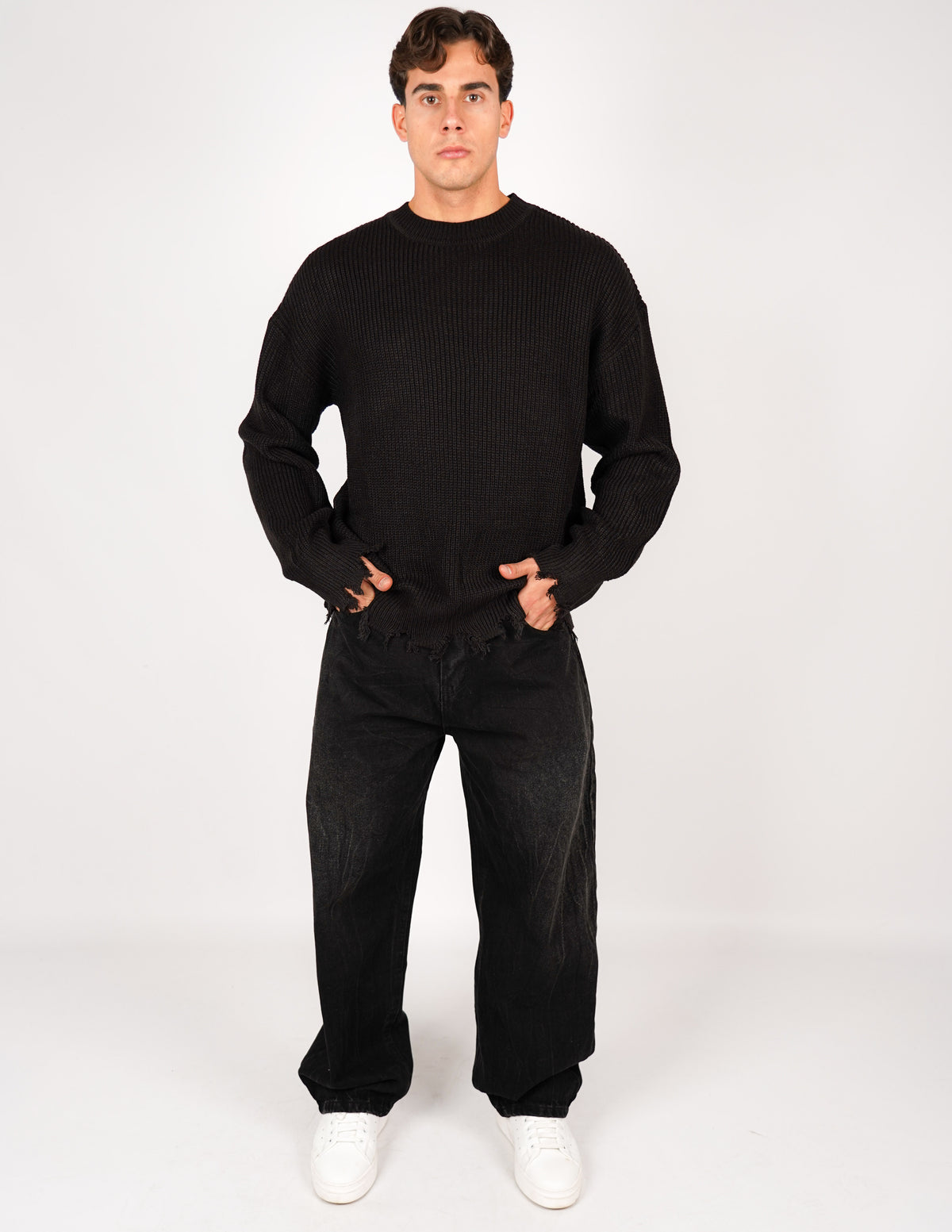 MAGLIONE STRUTTURATO CON ROTTURE OVER