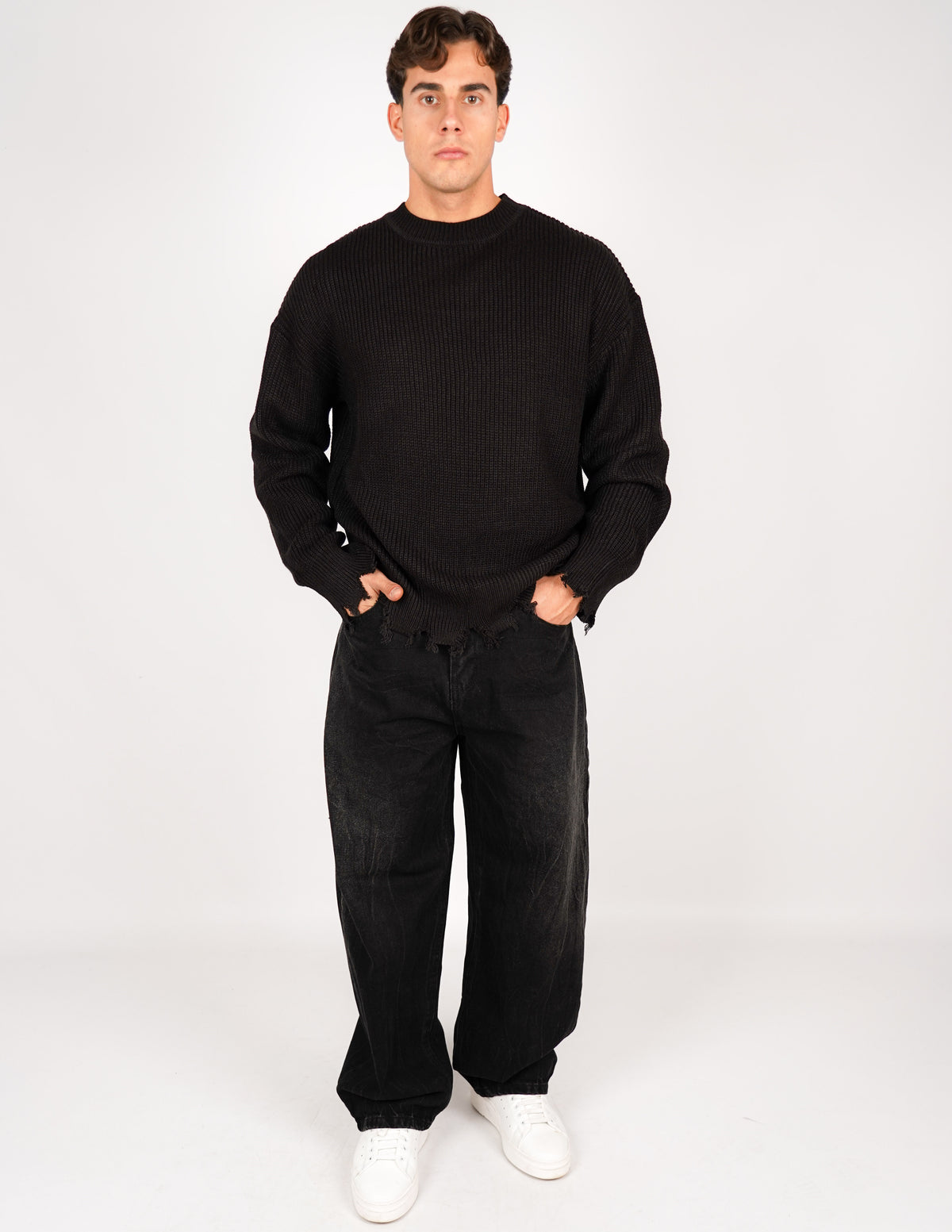 MAGLIONE STRUTTURATO CON ROTTURE OVER