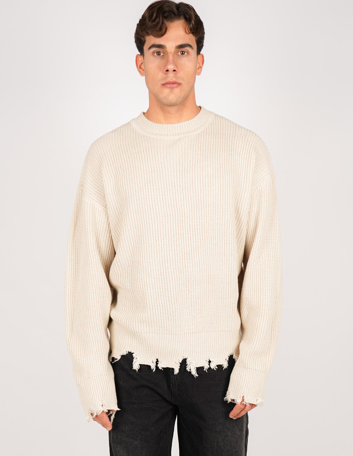 MAGLIONE STRUTTURATO CON ROTTURE OVER