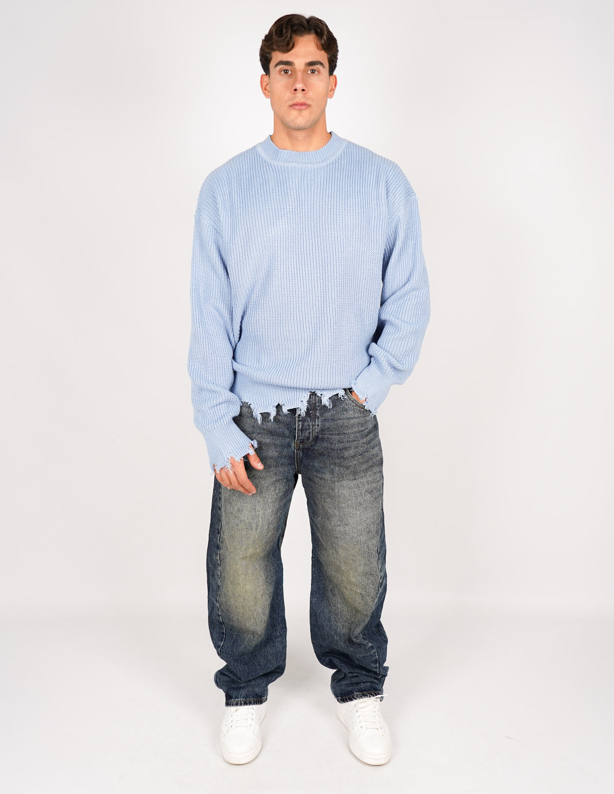 MAGLIONE STRUTTURATO CON ROTTURE OVER
