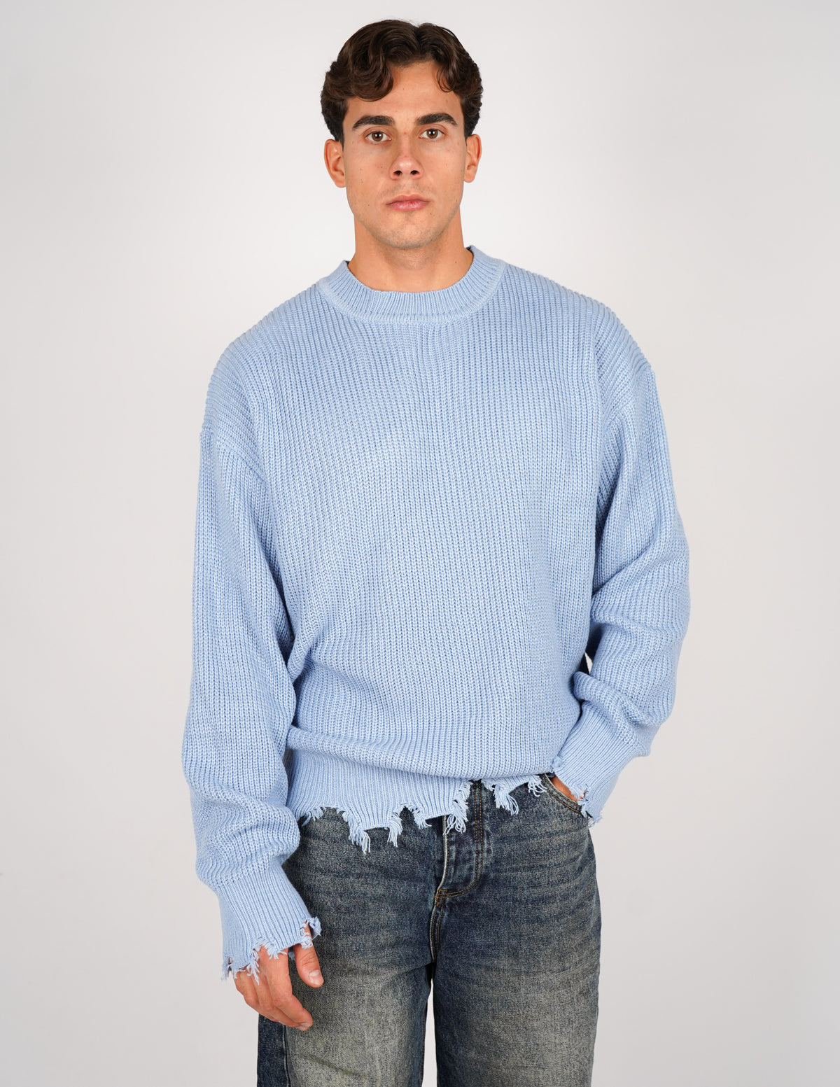 MAGLIONE STRUTTURATO CON ROTTURE OVER