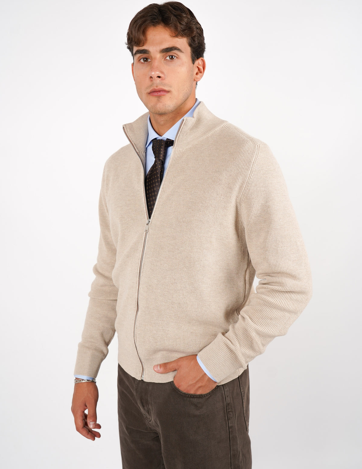 PULLOVER MANICA LUNGA CON ZIP