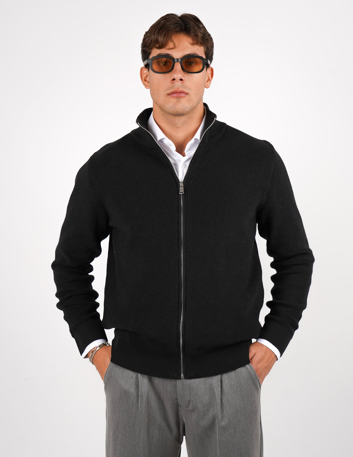 PULLOVER MANICA LUNGA CON ZIP