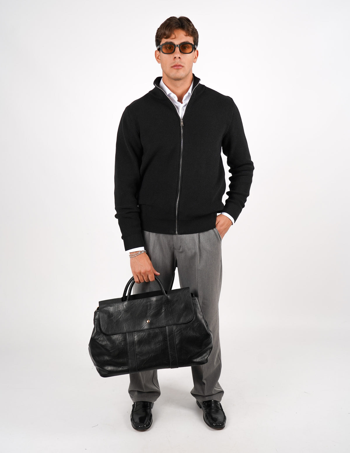 PULLOVER MANICA LUNGA CON ZIP