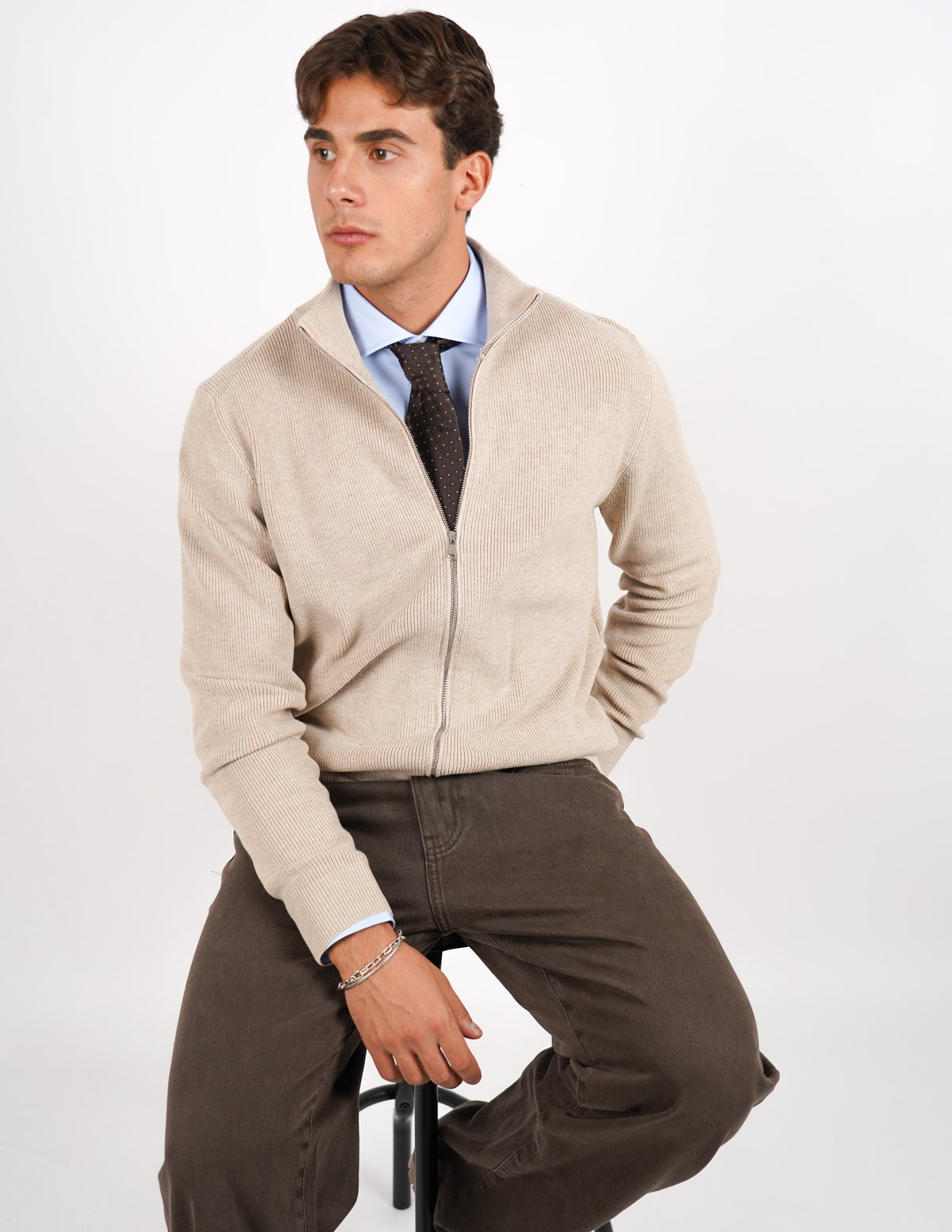 PULLOVER MANICA LUNGA CON ZIP