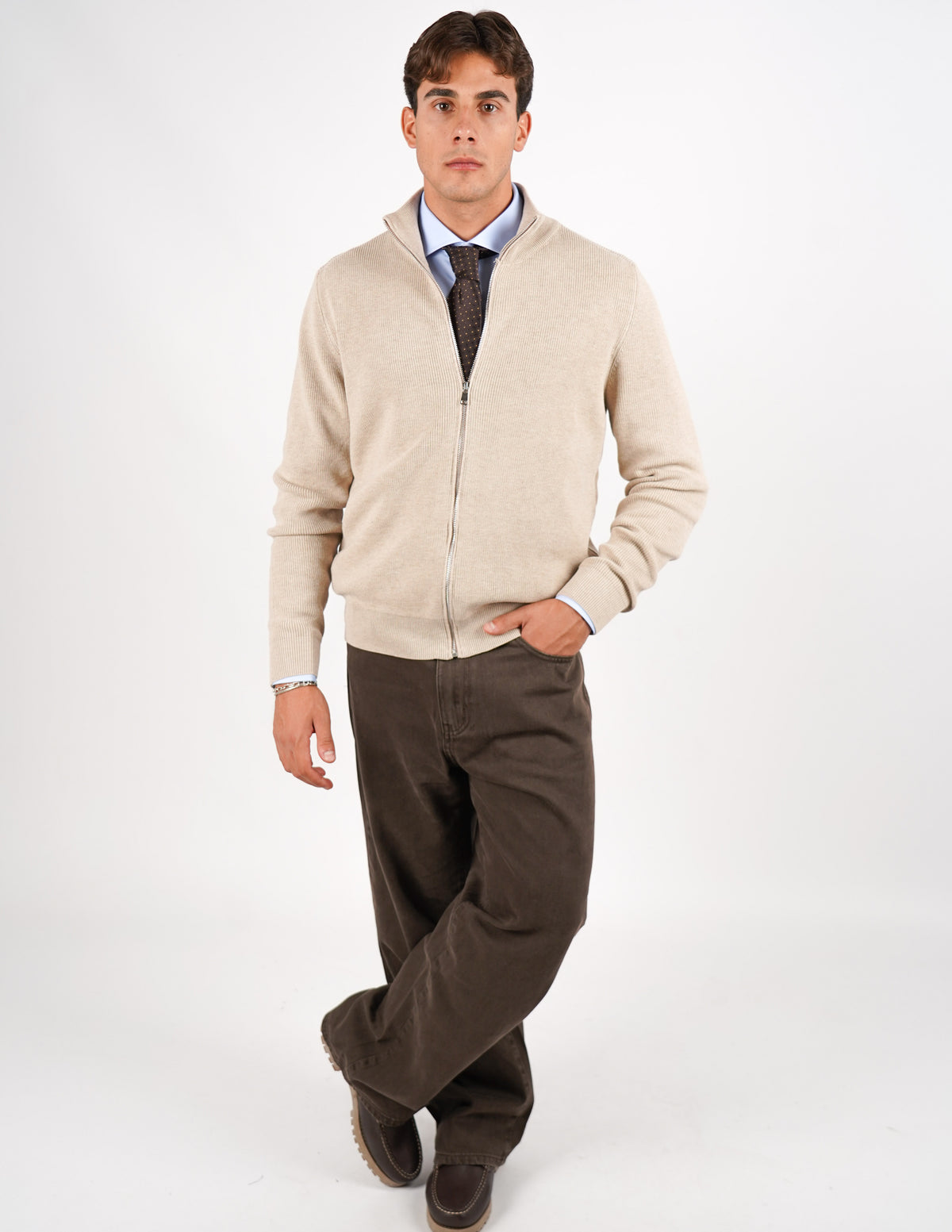 PULLOVER MANICA LUNGA CON ZIP