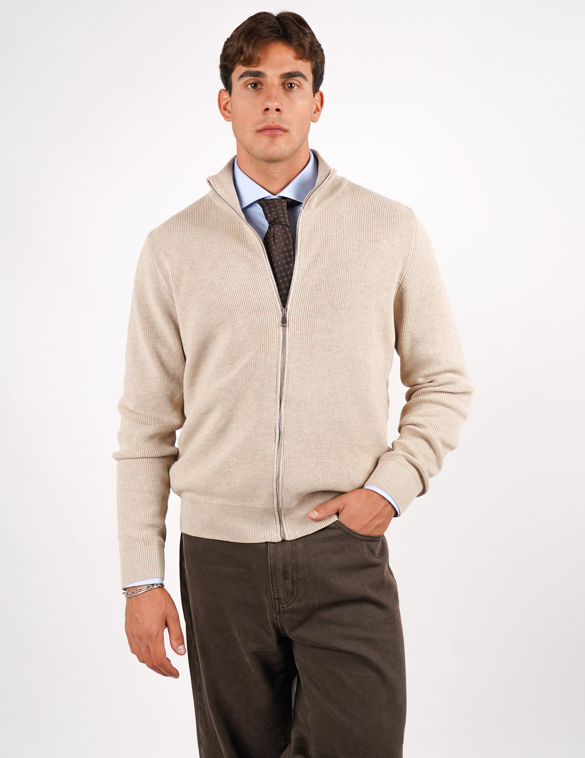 PULLOVER MANICA LUNGA CON ZIP